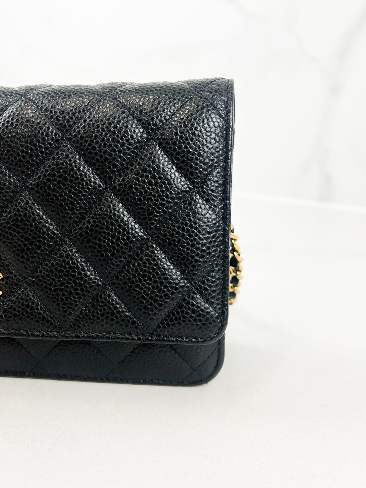 Chanel Black Classic Caviar CC WOC with GHW