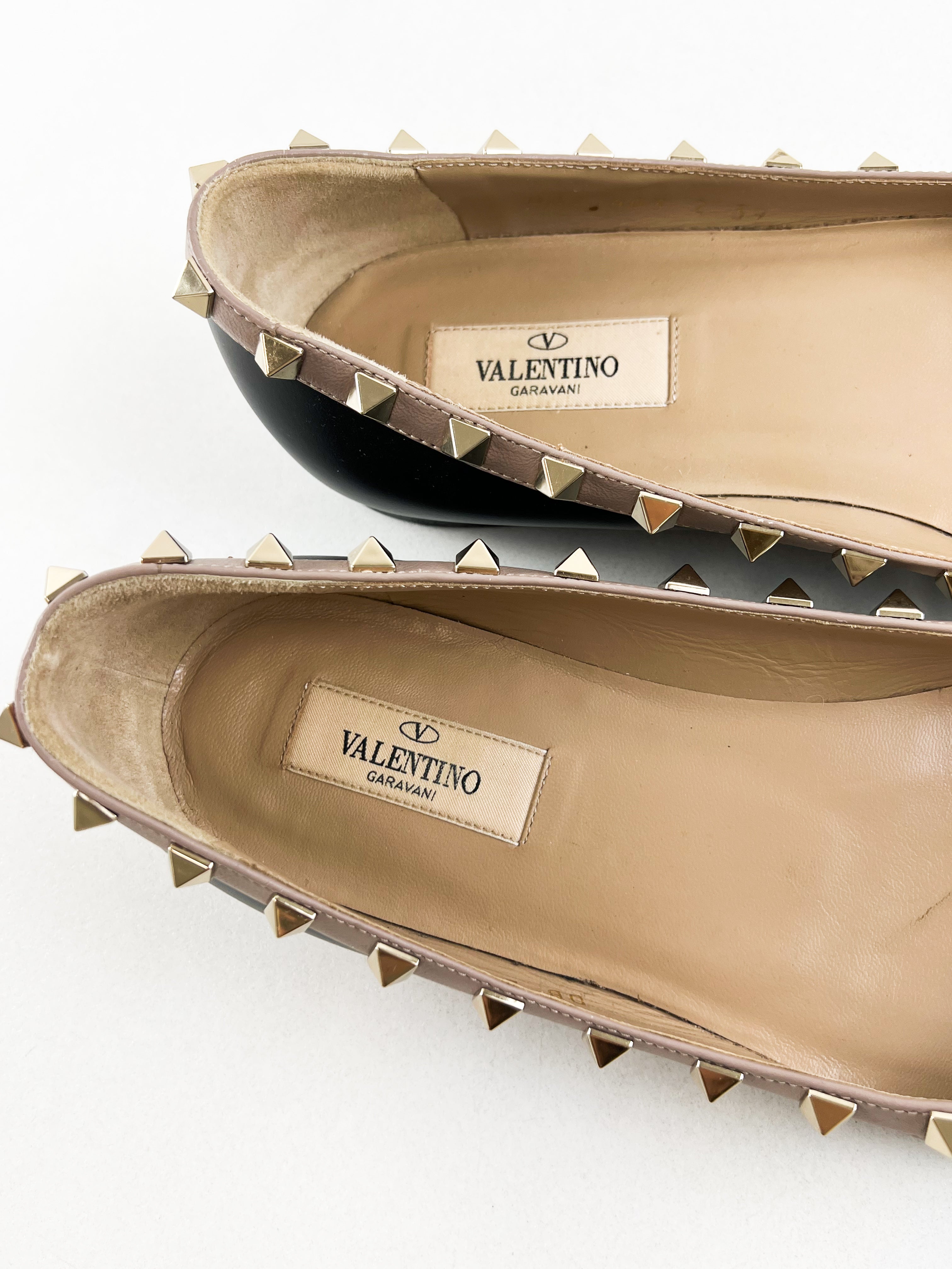 Valentino Garavani Rockstud Black Ballet Flat Size 39