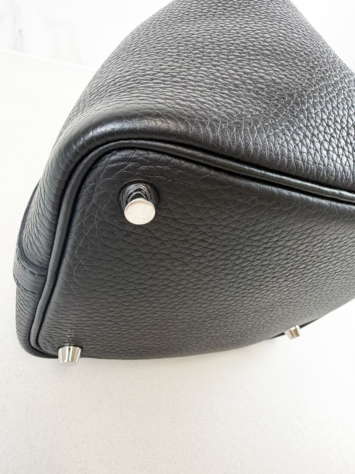 Hermes Picotin 22 Lock Textured Grained Black Leather