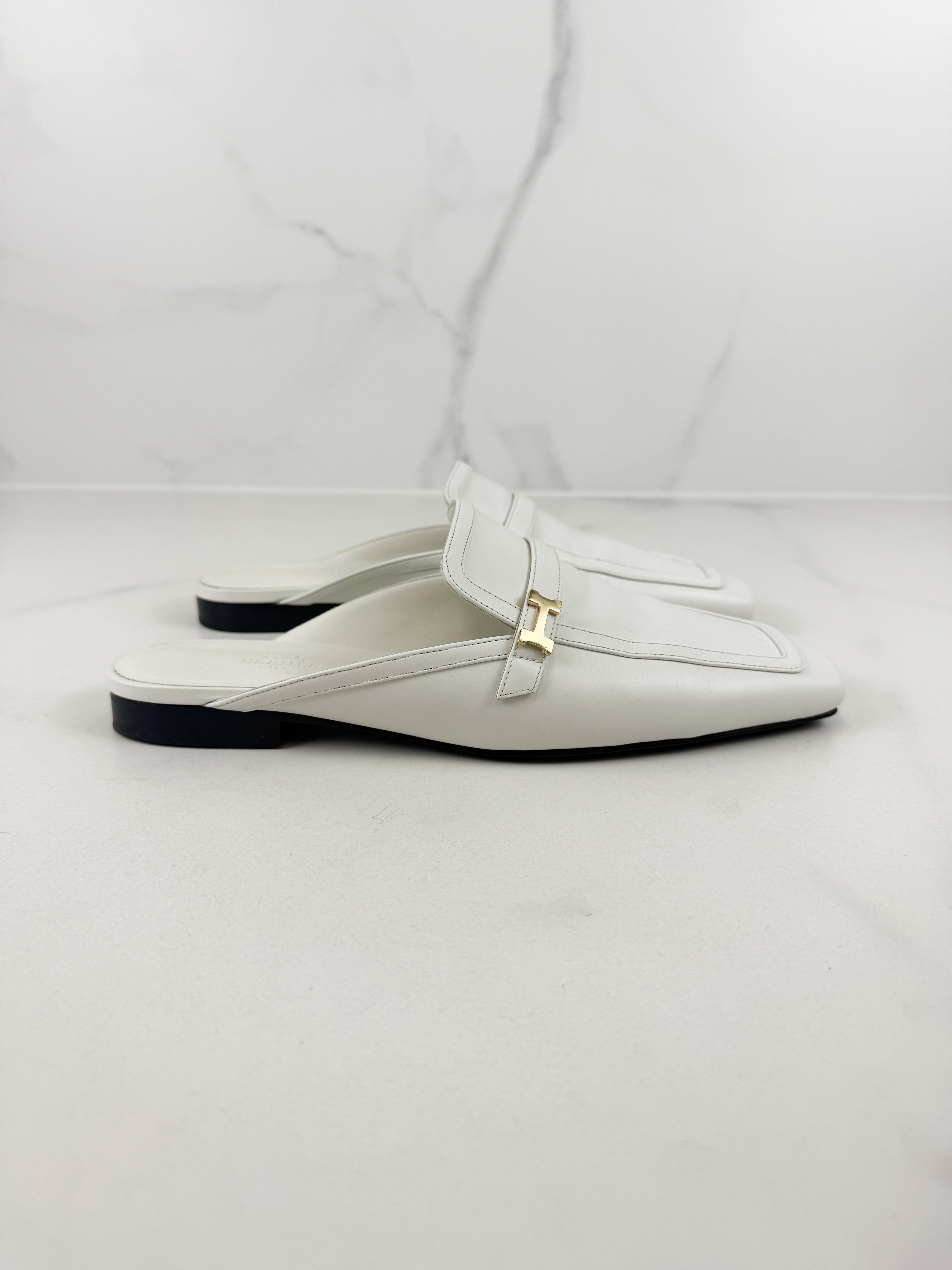 Hermes Groupie Mule Blanc Size 40