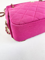 Chanel Matelasse Pink Fabric Chain Shoulder Bag Light GHW