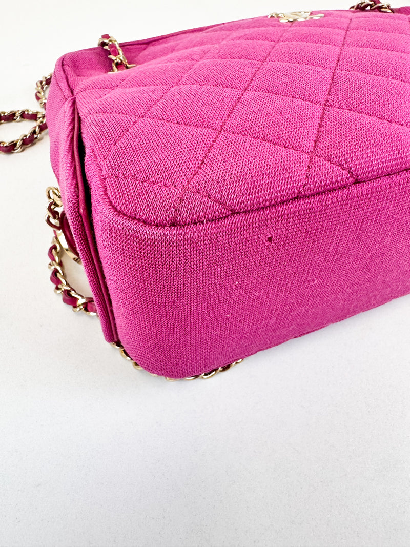 Chanel Matelasse Pink Fabric Chain Shoulder Bag Light GHW