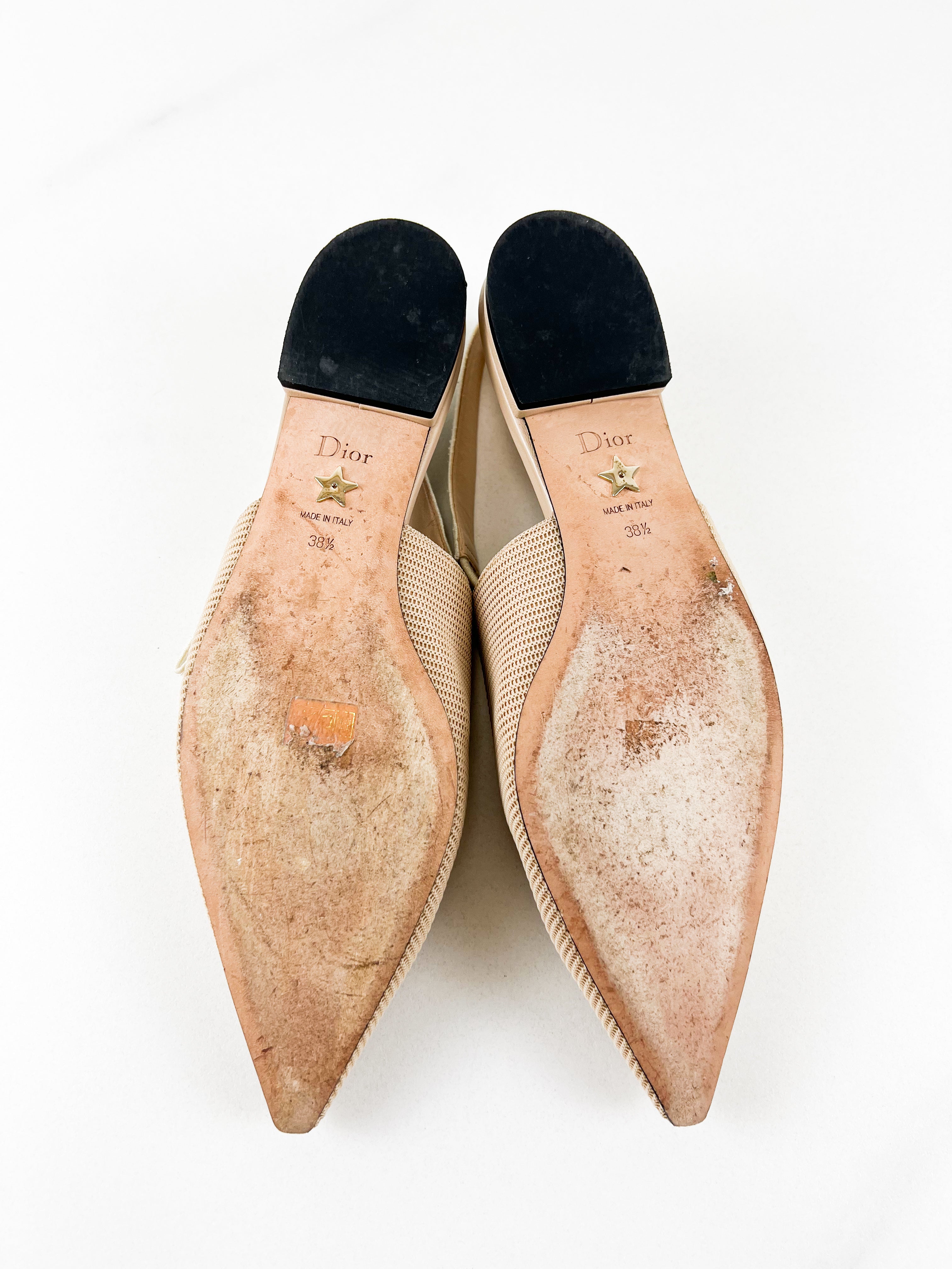 Christian Dior Nude J'adior Slingback Flats Size 38.5