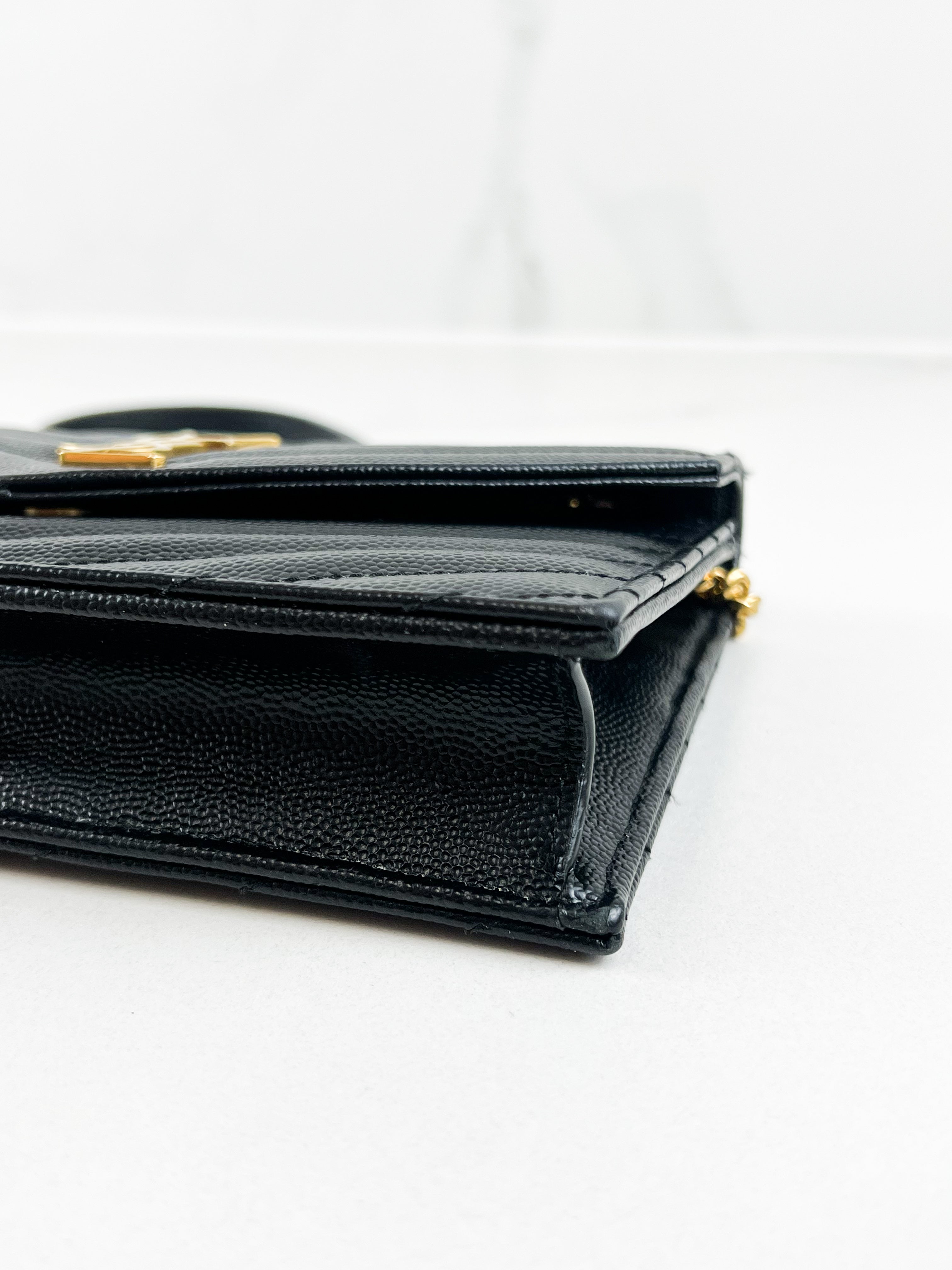 Saint Laurent Black Cassandre Envelope WOC with GHW