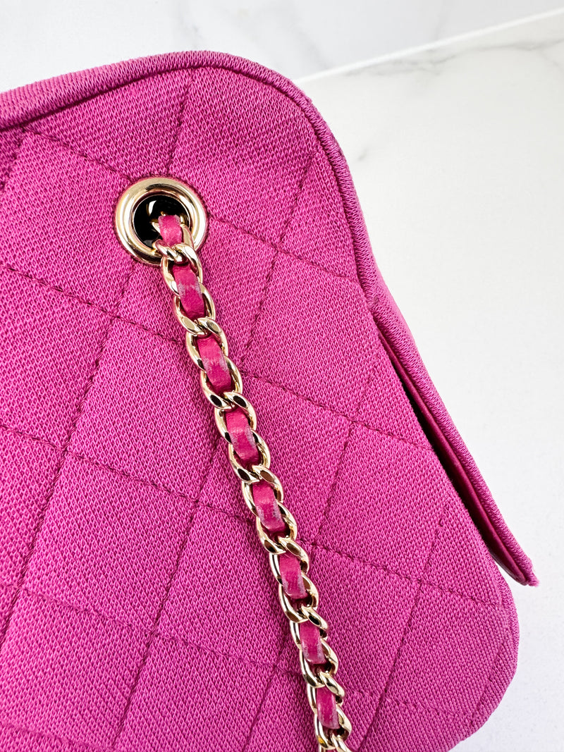 Chanel Matelasse Pink Fabric Chain Shoulder Bag Light GHW