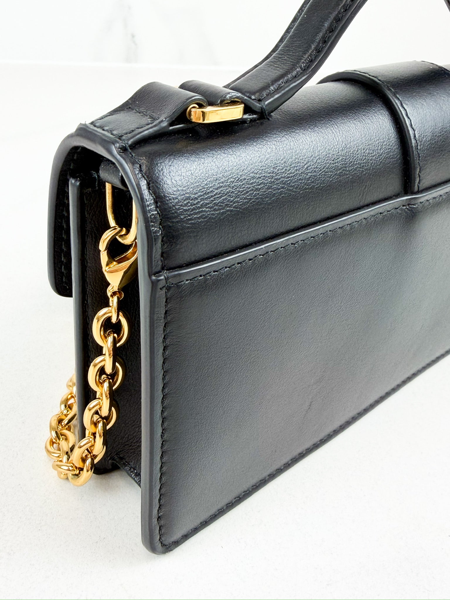 Christian Dior Miss Montaigne Mini Black Leather Top Handle Bag