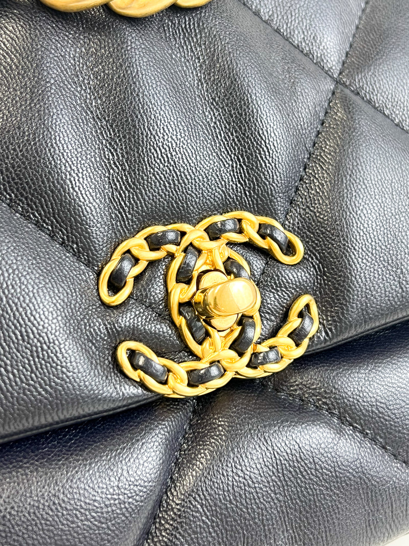 Chanel Navy Small Lambskin 19 with Gold & Silver Tone Hardware