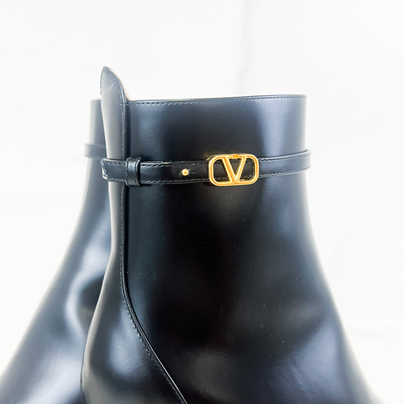 Valentino Black Tan-Go Patent Leather Boots Size 36.5