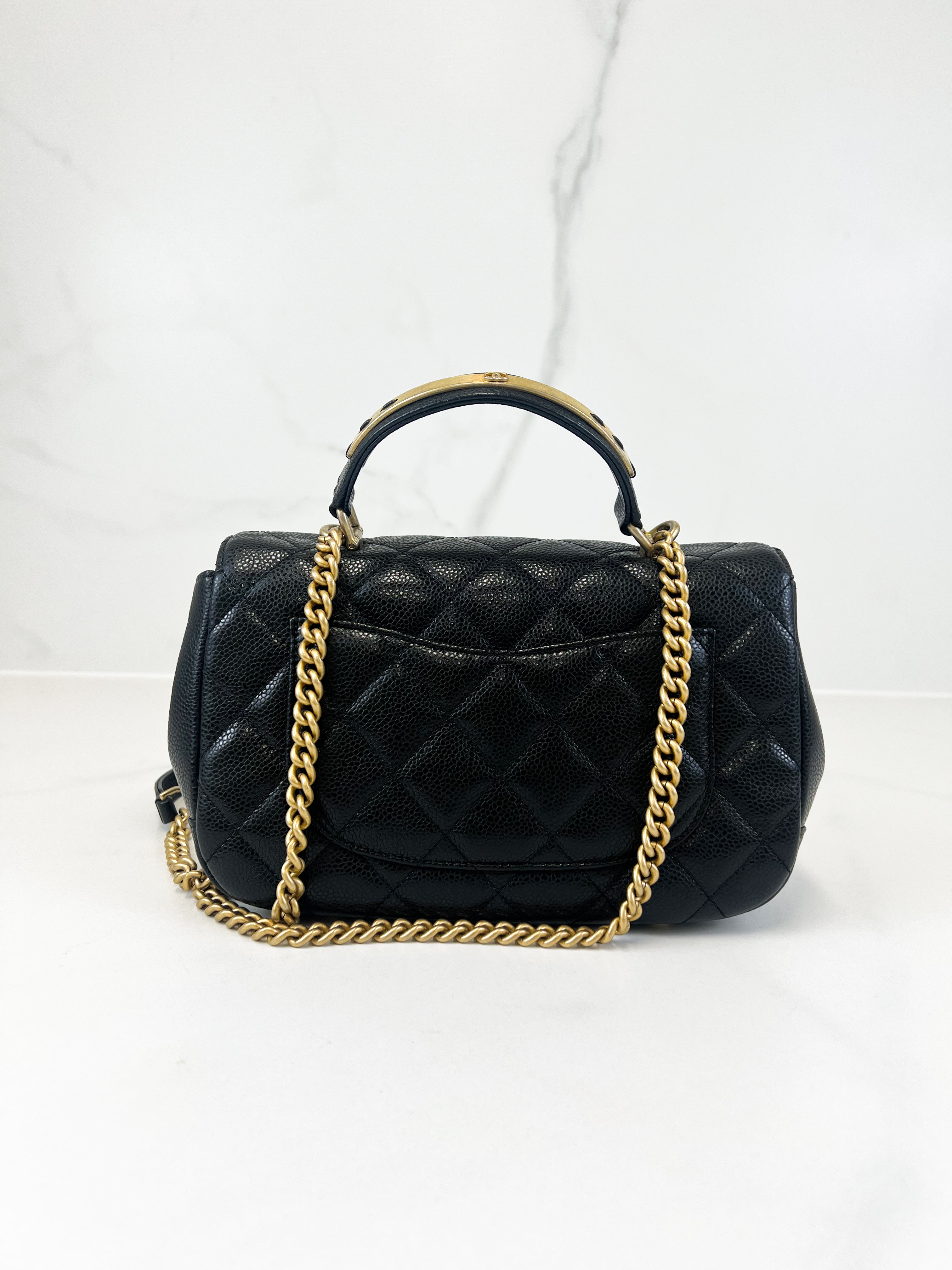 Chanel Caviar Top Handle Flap Shoulder Bag