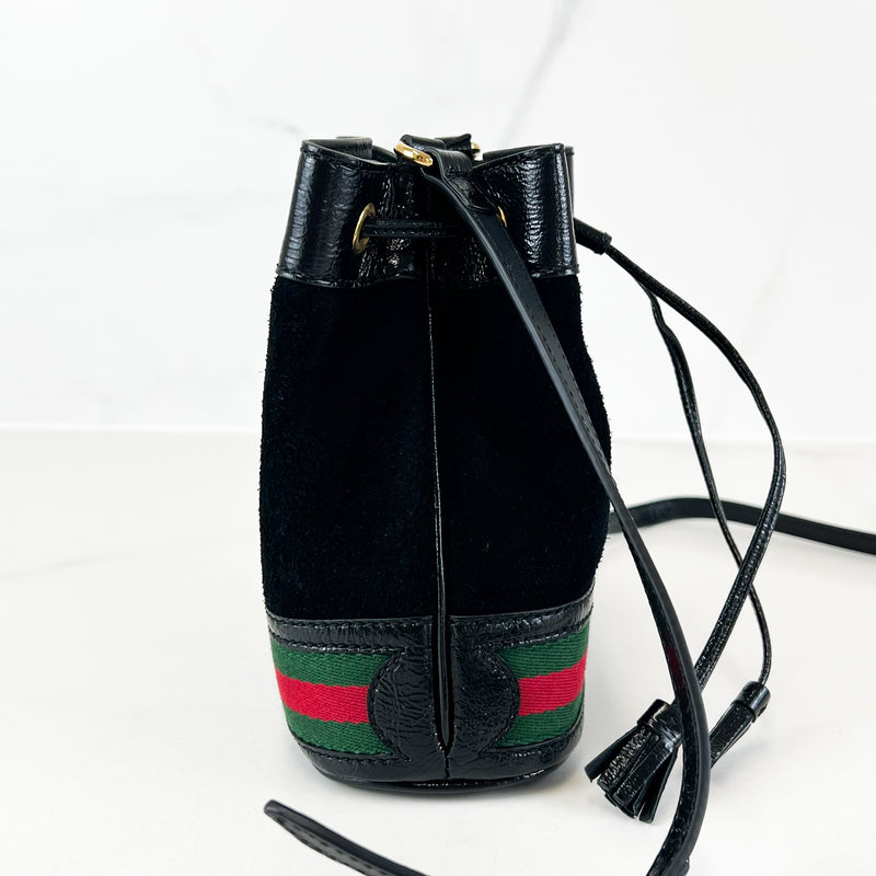 Gucci Ophidia GG Bucket Black Suede Bag
