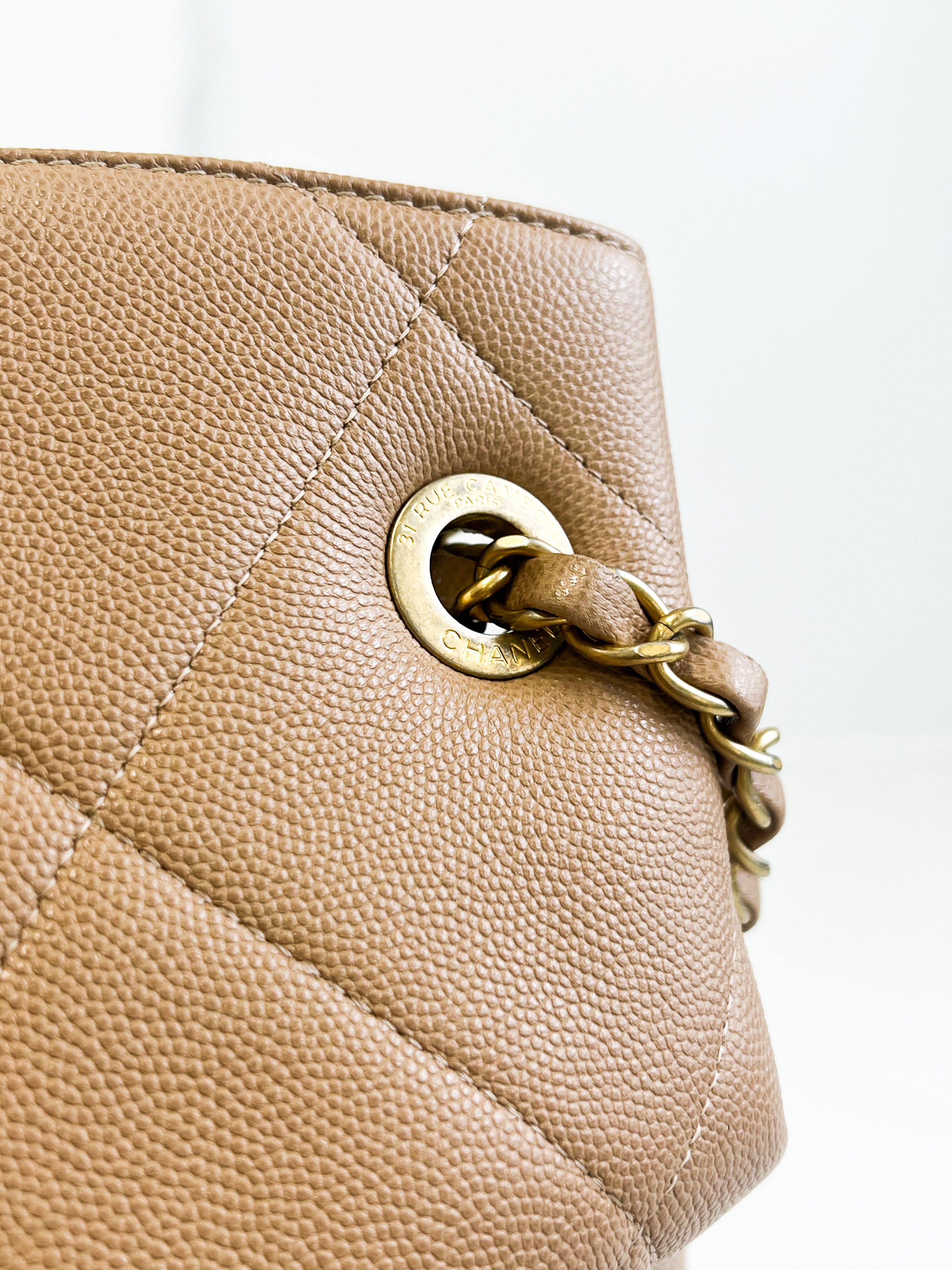 Chanel Beige Caviar Shoulder Bag