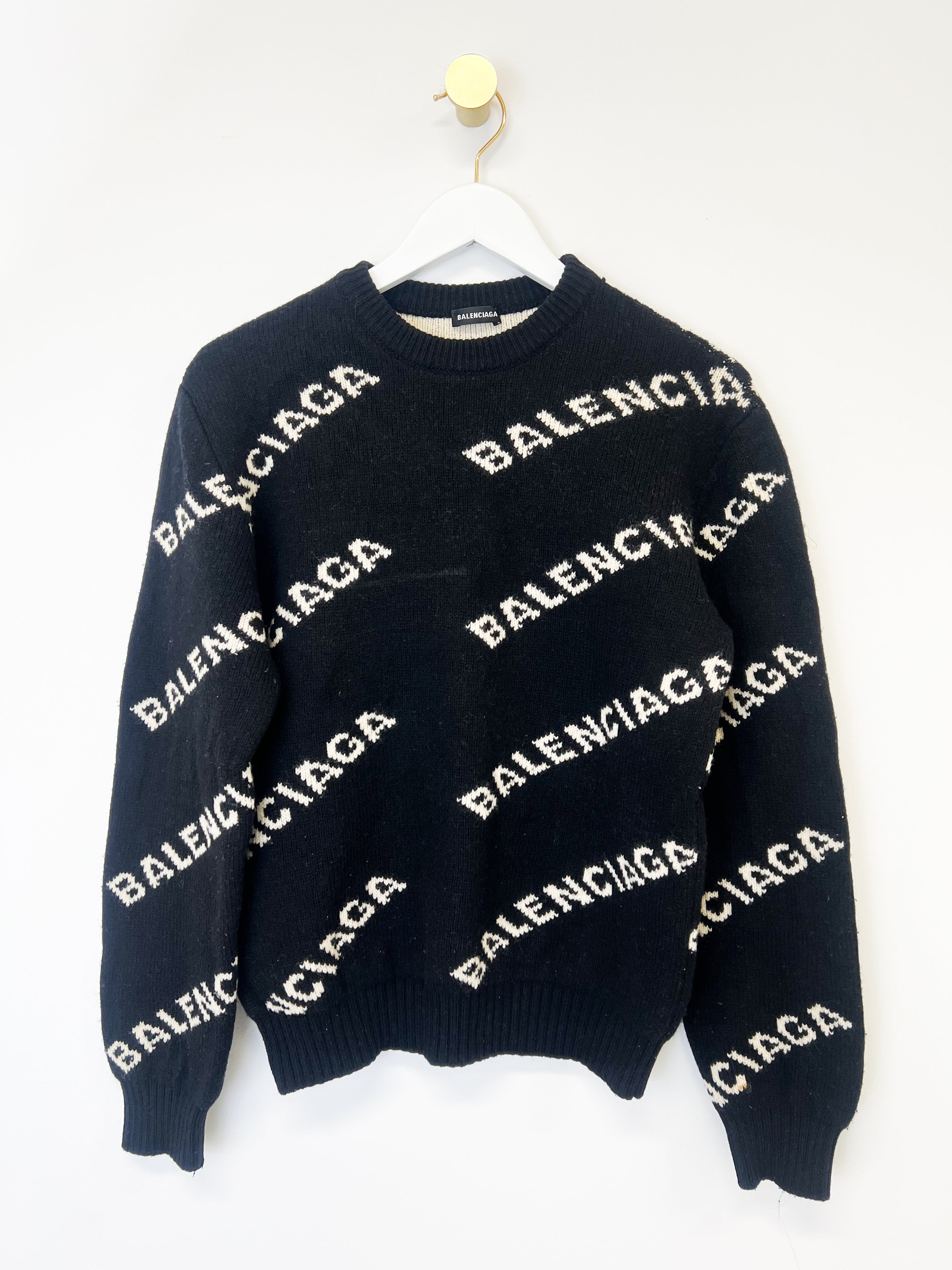 Balenciaga Black All Over Long Sleeve Jumper Size S