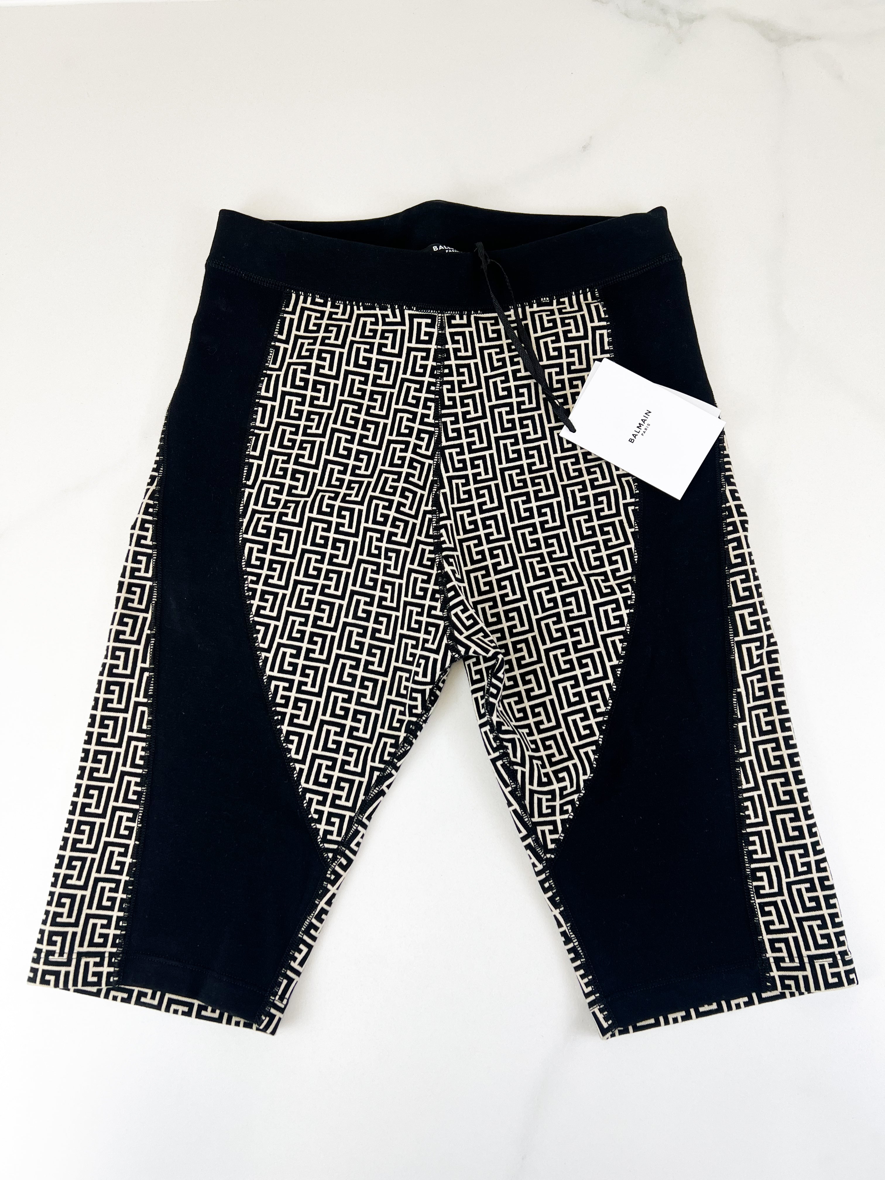 Balmain Monogram High Rise Cycling Shorts Size 38