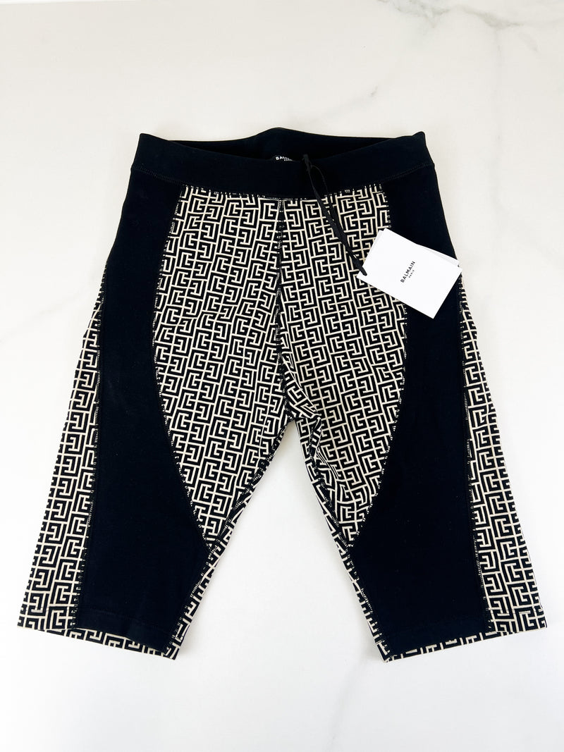 Balmain Monogram High Rise Cycling Shorts Size 38