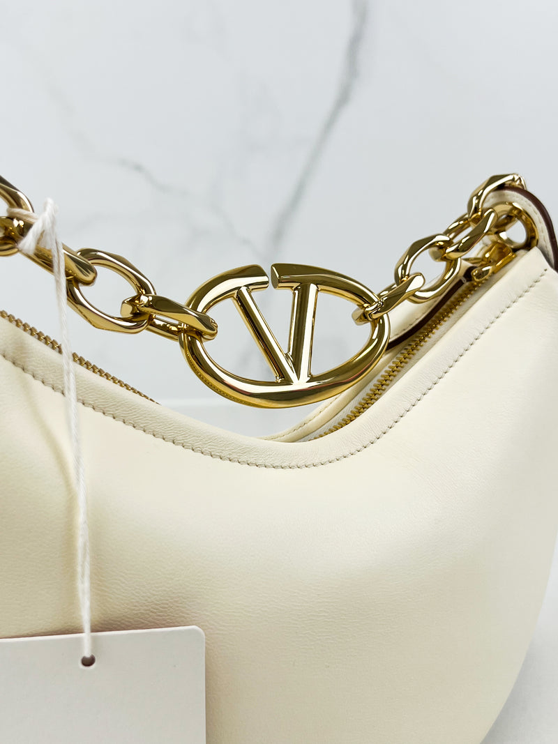 Valentino Garavani Cream Mini VLogo Moon Crossbody Bag