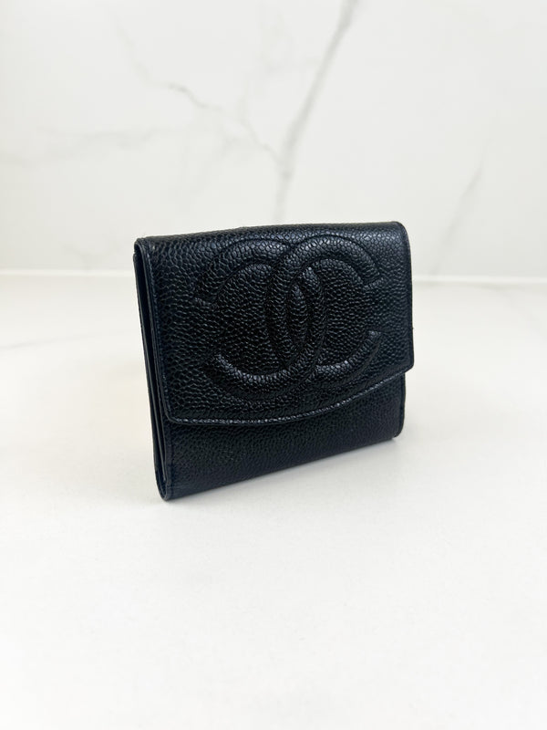 Chanel Black Decacoco Double Hook Bifold Wallet