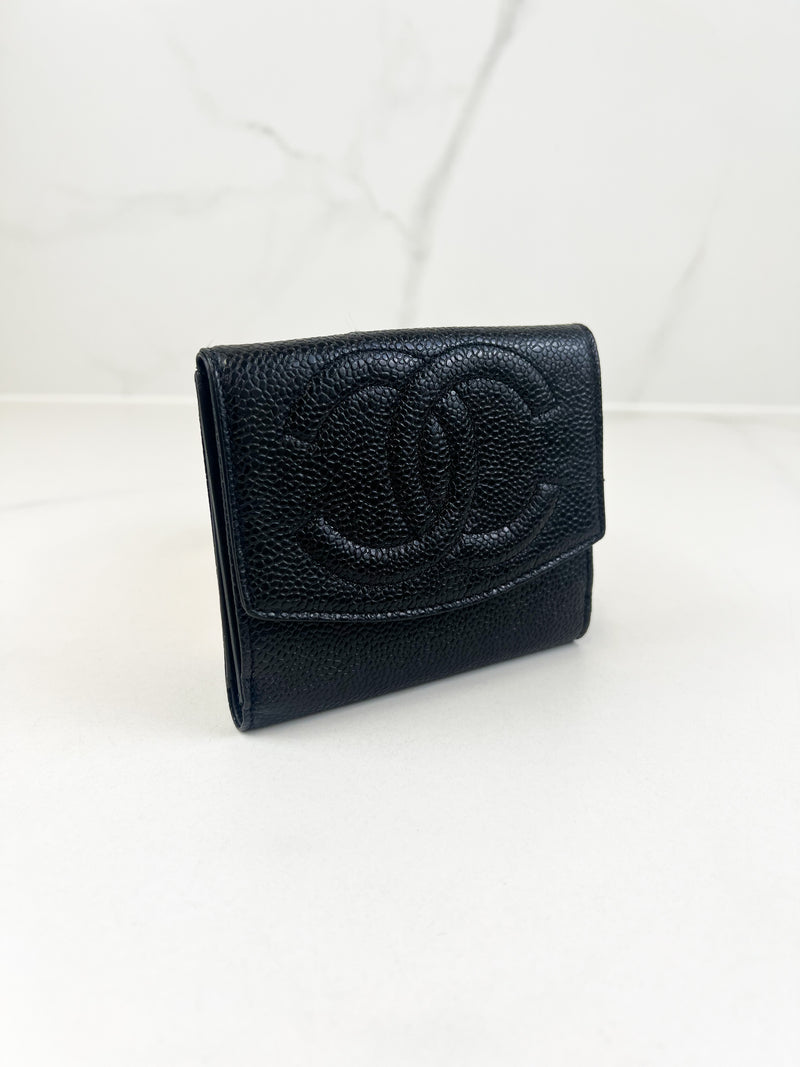 Chanel Black Decacoco Double Hook Bifold Wallet