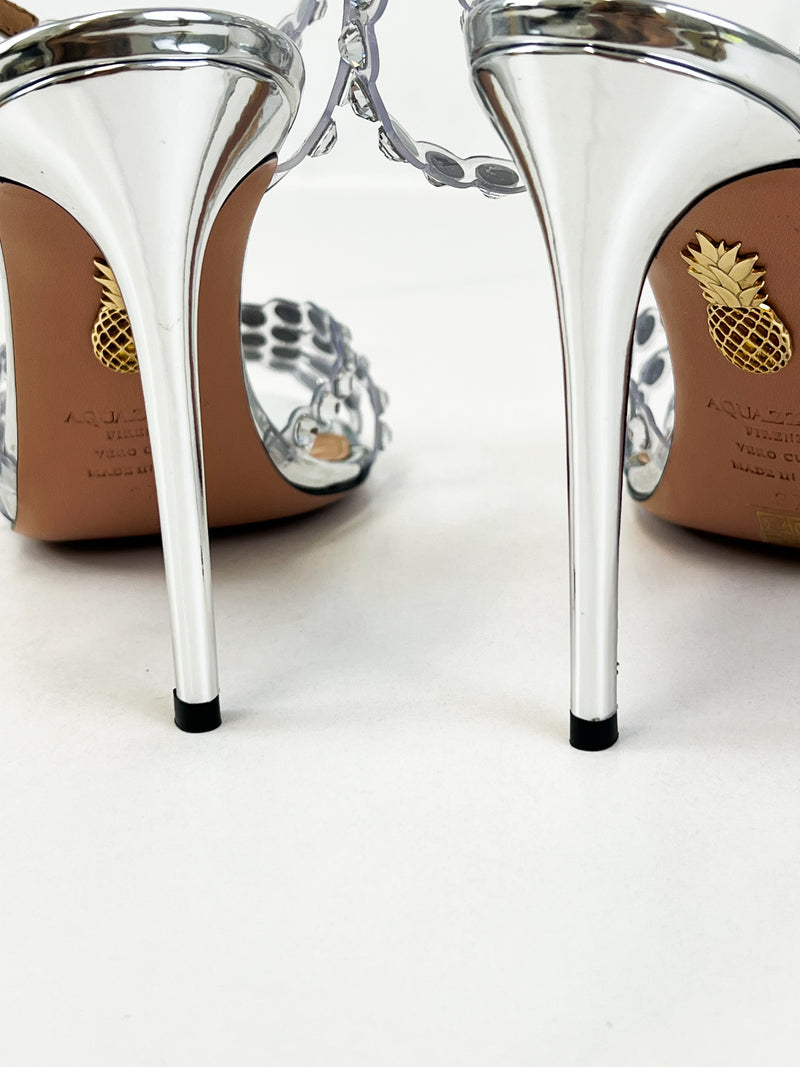 Aquazzura Tequilla 105 Embellished Slingback Pumps Size 37