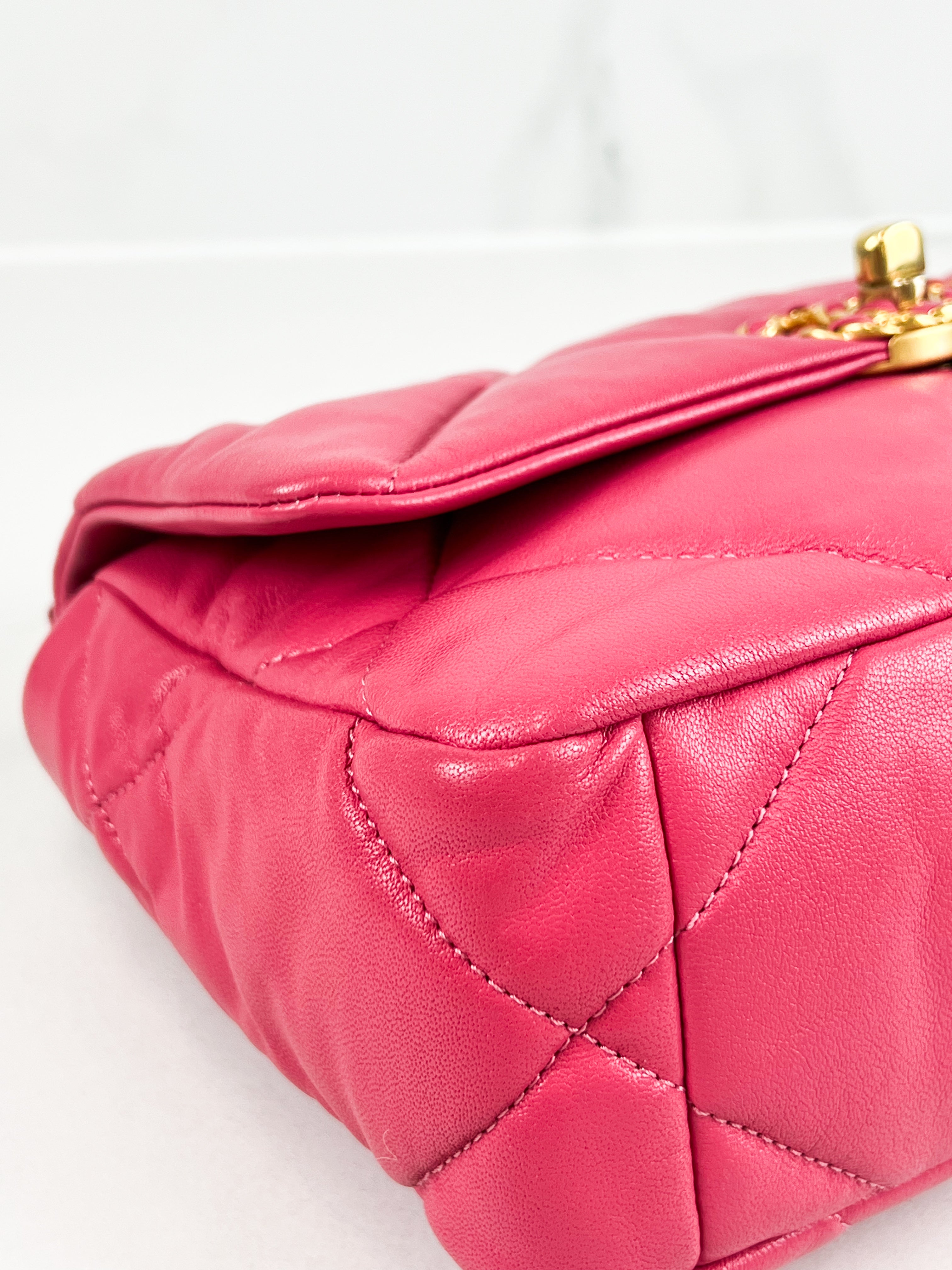 Chanel Pink Small Lambskin 19 with Gold & Silver Tone Hardware