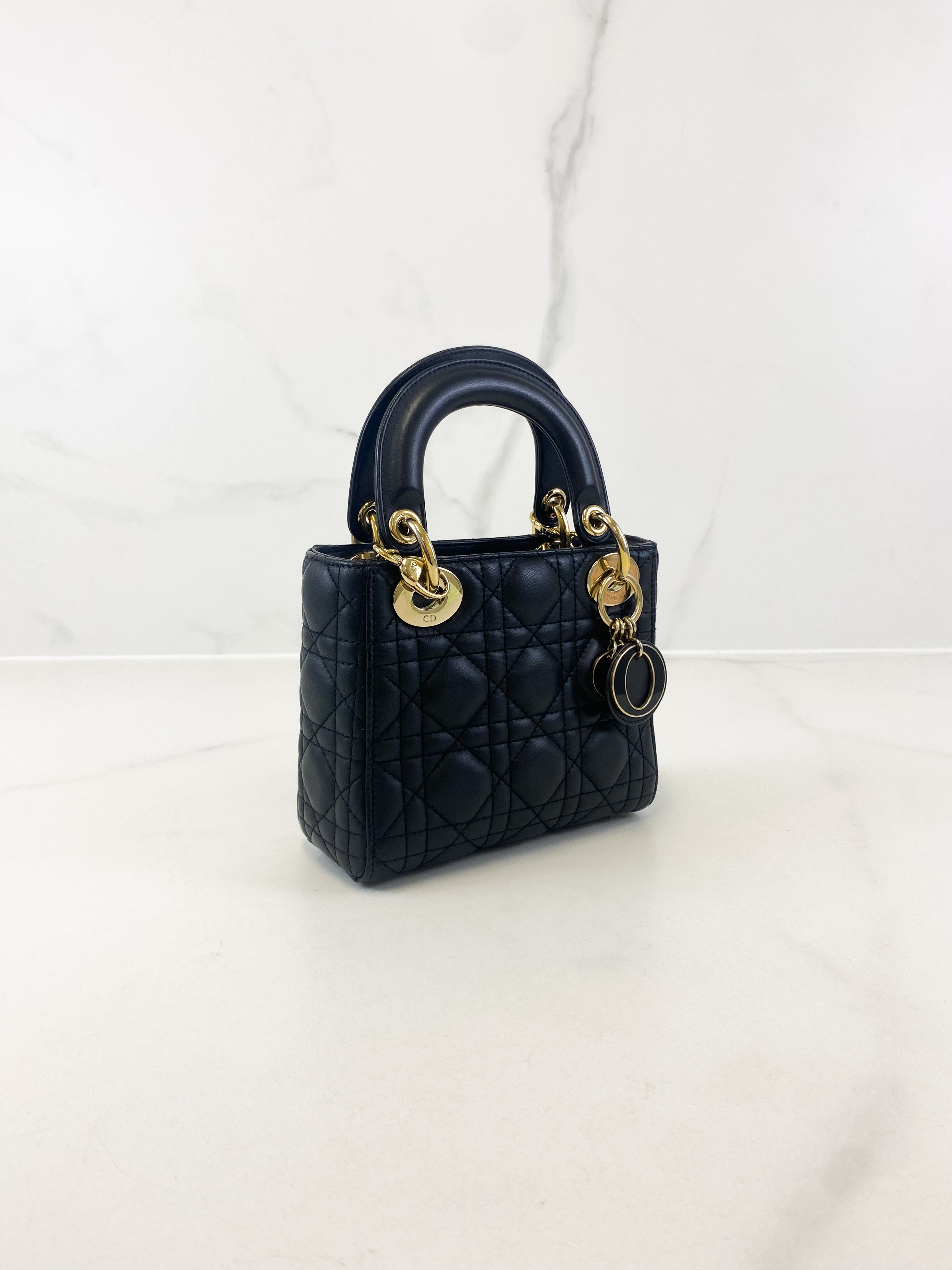 Christian Dior Mini Lady Dior Cannage in Black