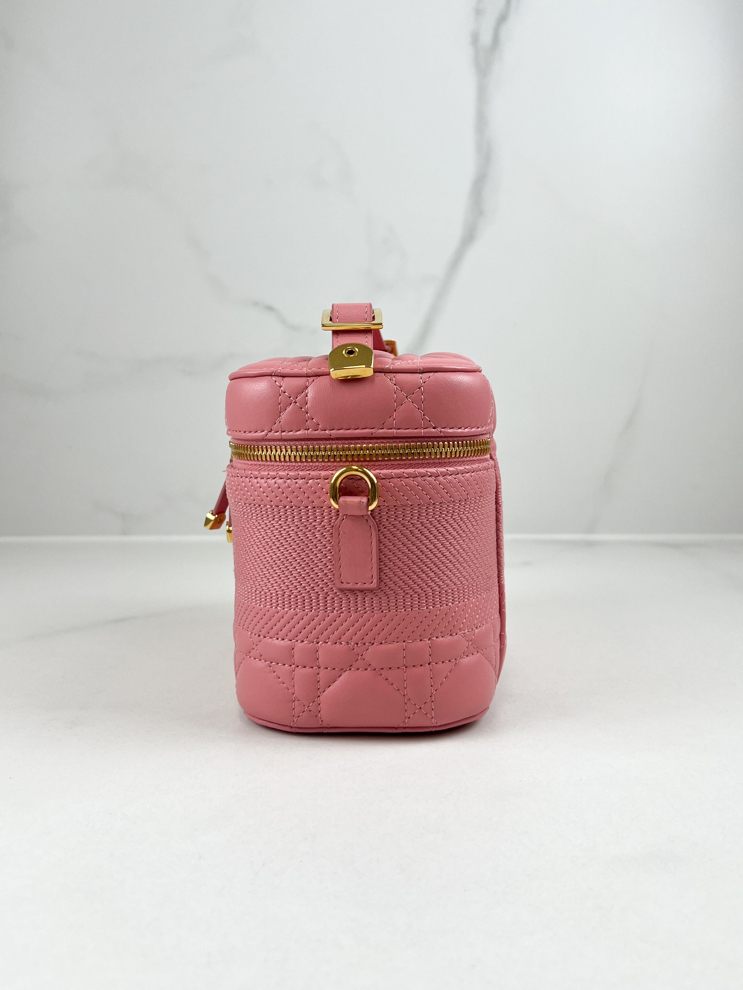 Christian Dior Travel Vanity Case in Pink Cannage Lambskin