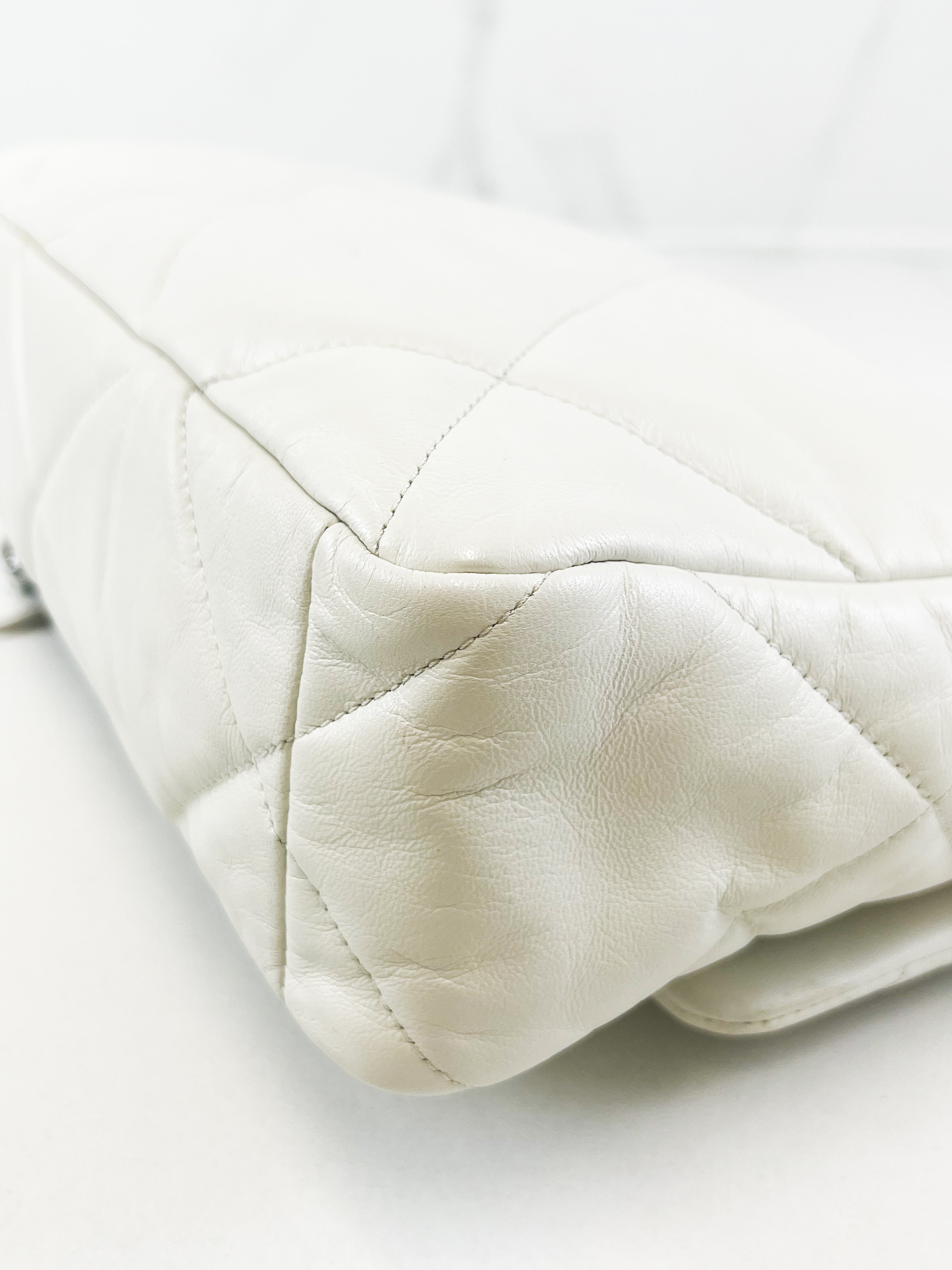 Chanel White Large Lambskin 19 with Gold & Silver Tone Hardware