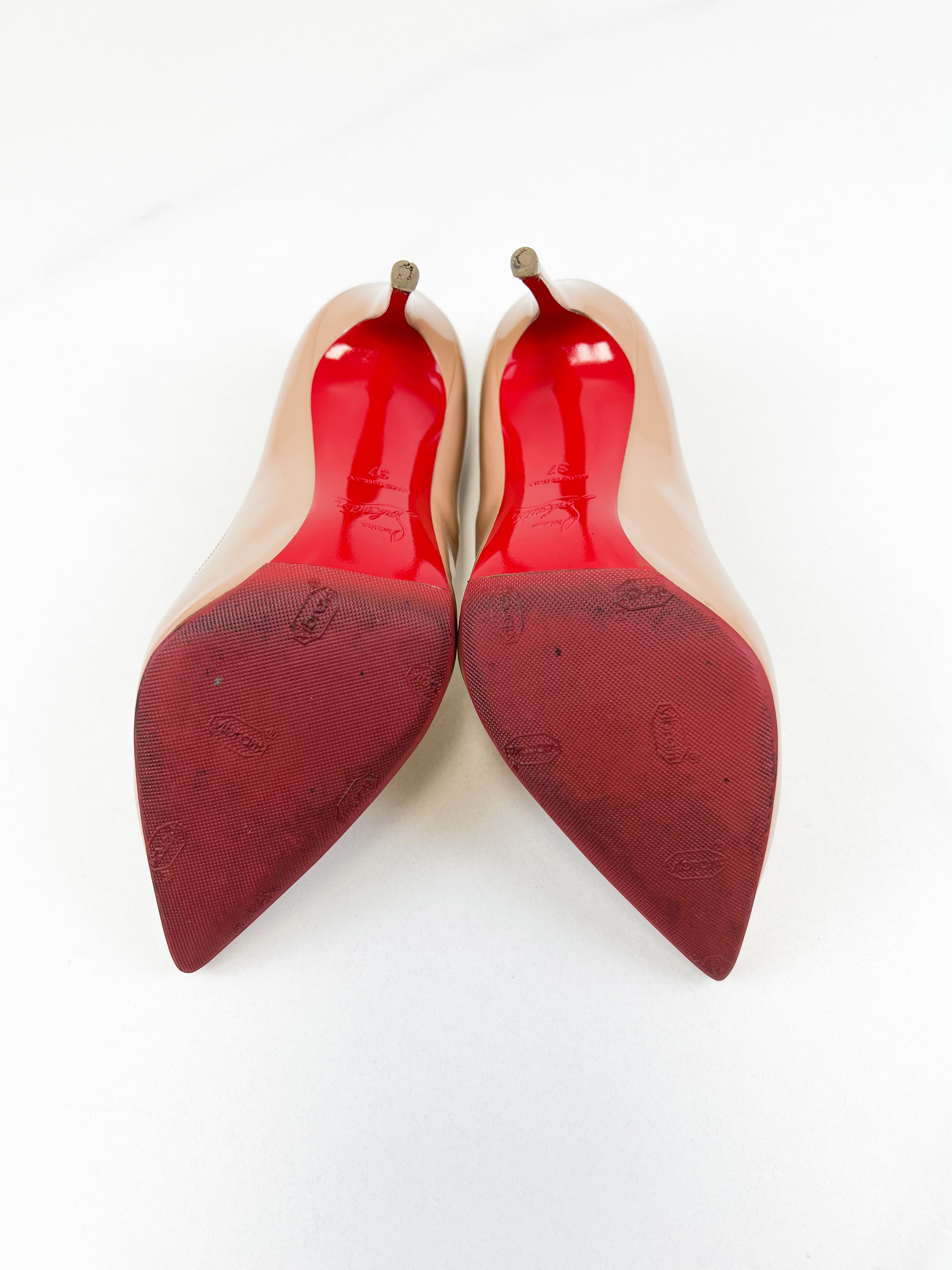 Christian Louboutin Beige Pigalle Follies 100 Patent Size 37