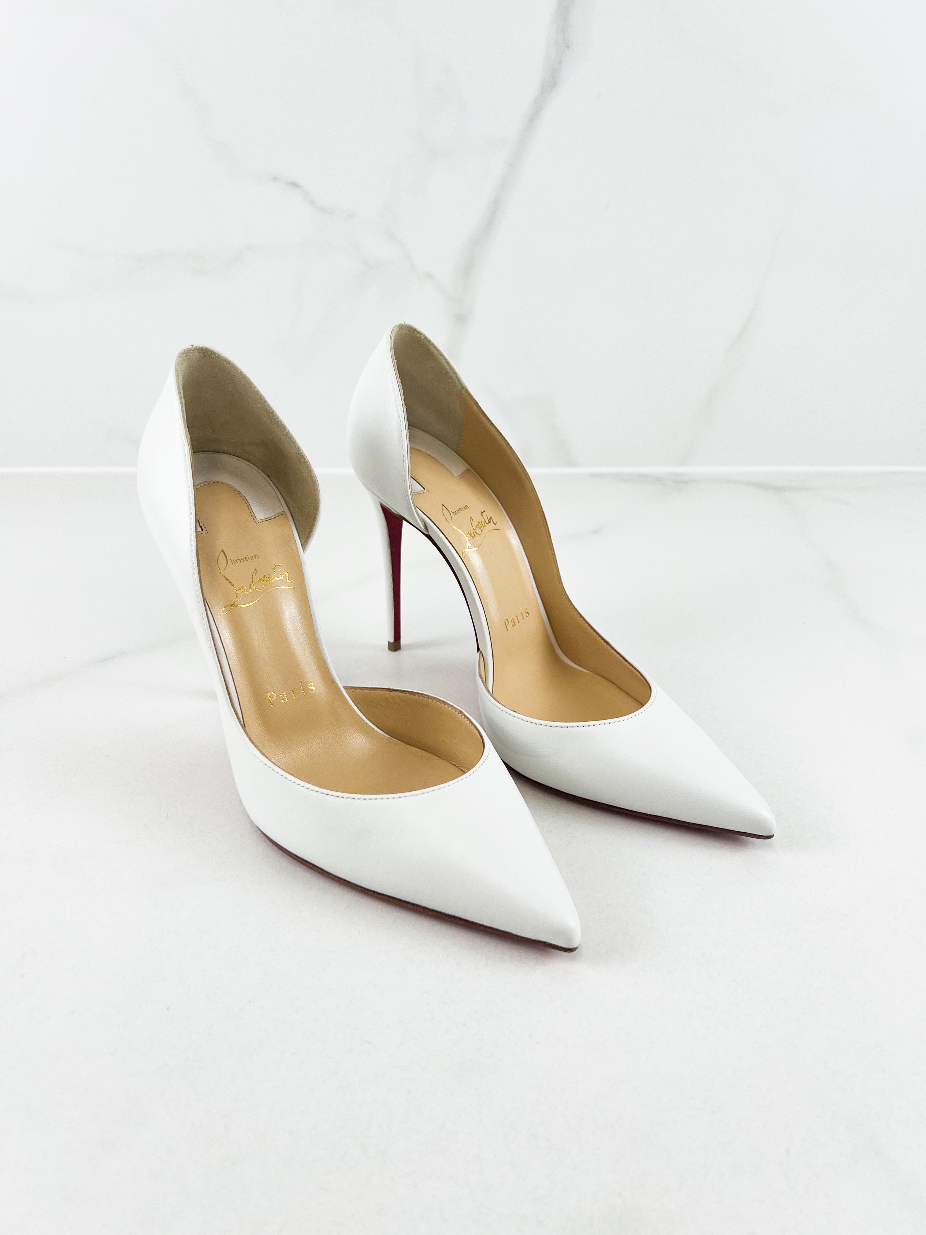 Christian Louboutin White Iriza 100mm Size 38.5