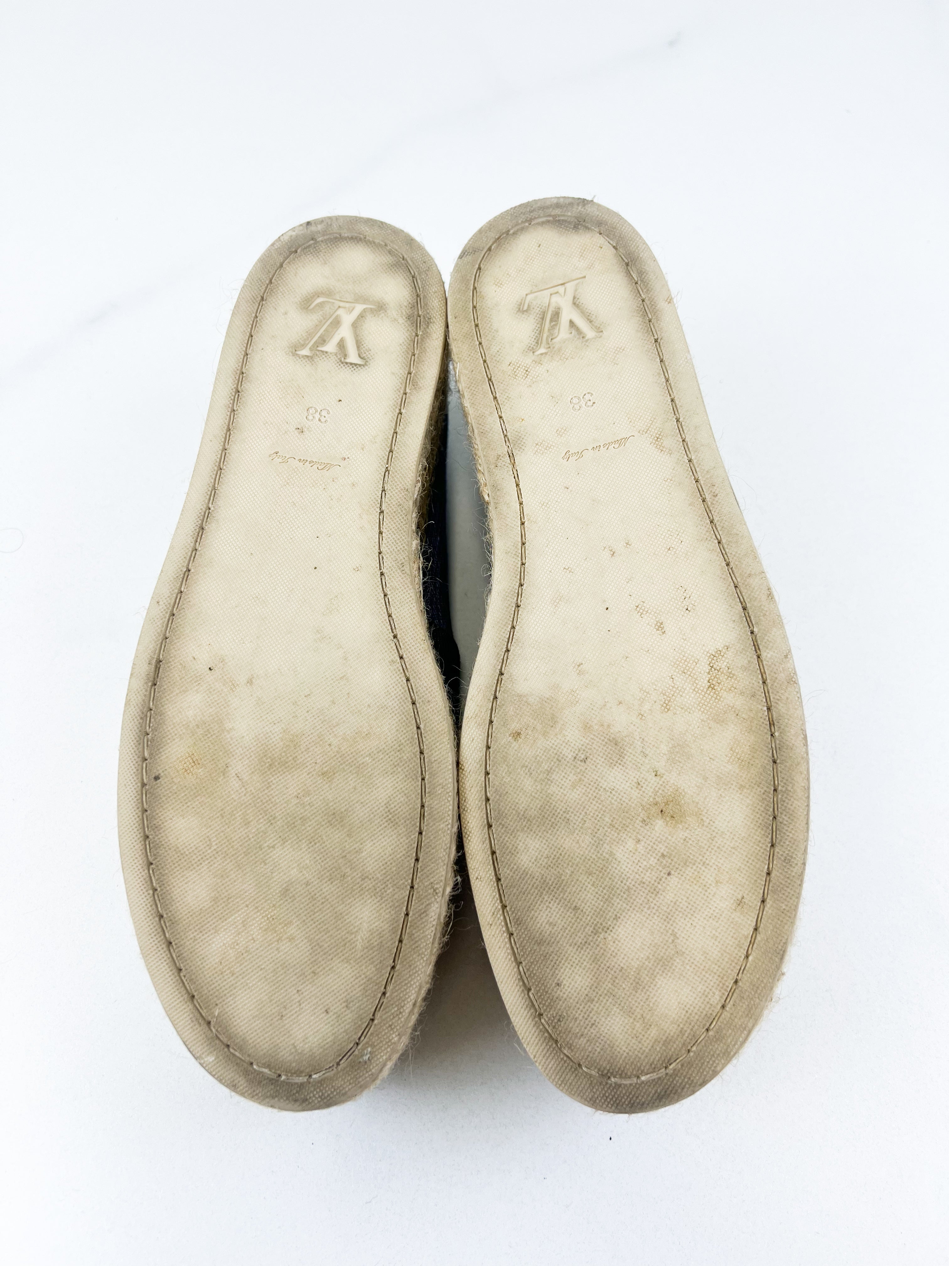 Louis Vuitton Logo Espadrille in Blue Canvas Size 38