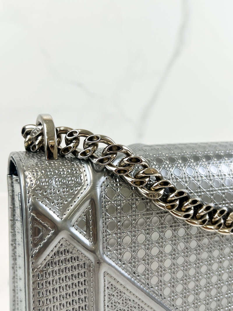 Christian Dior Medium Silver Diorama Shoulder Bag