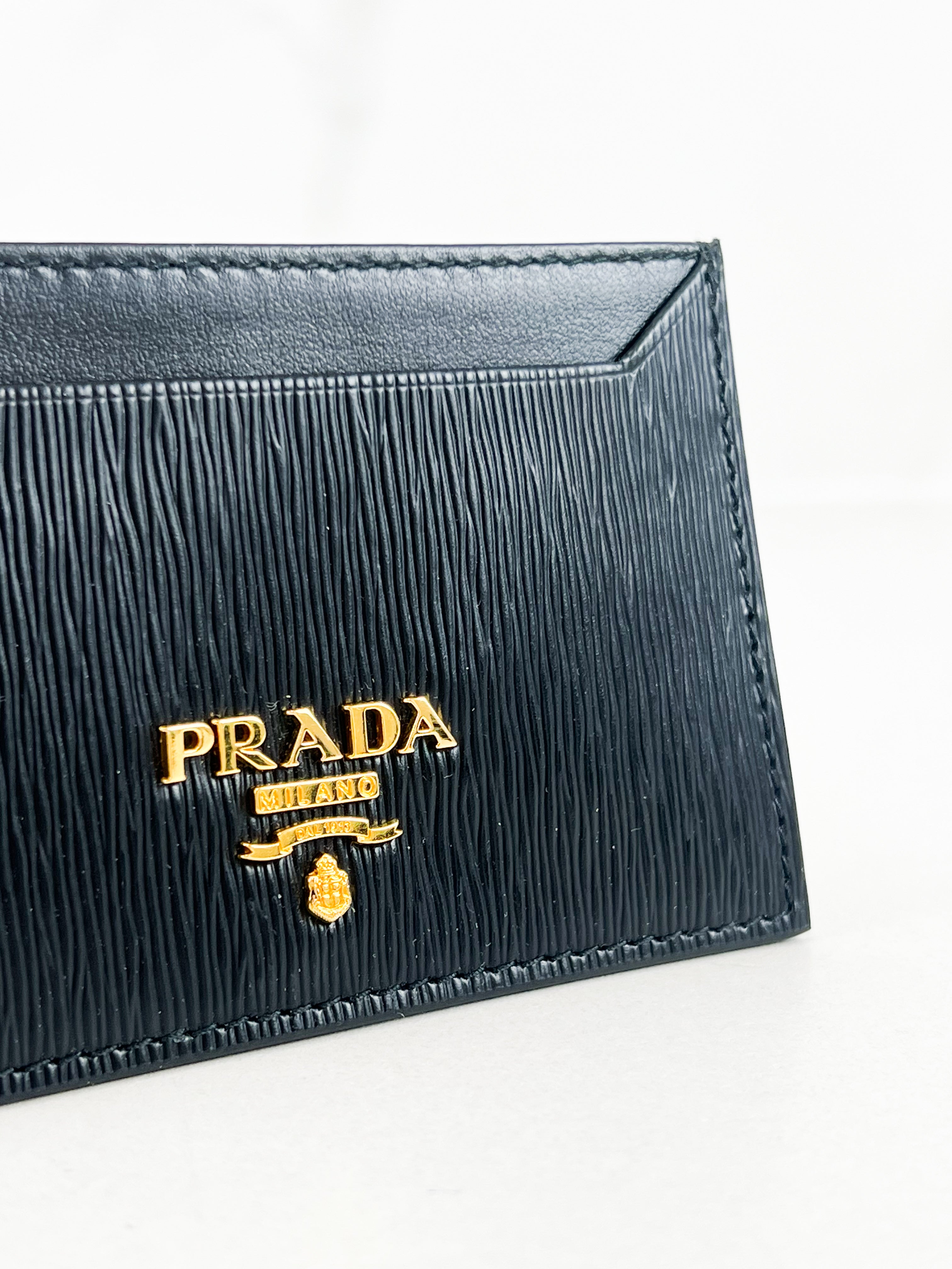 Prada Black Leather Card Wallet