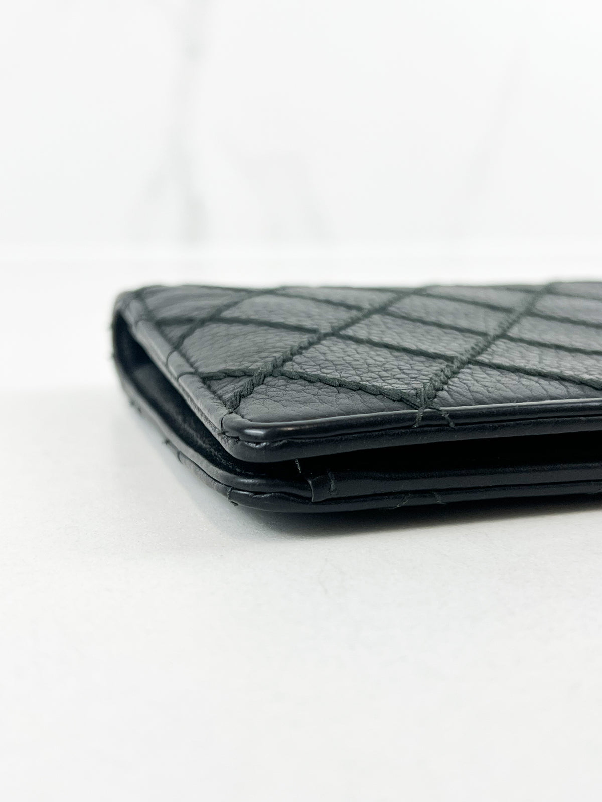 Chanel CC Black Aged Calfskin Flap Wallet SHW