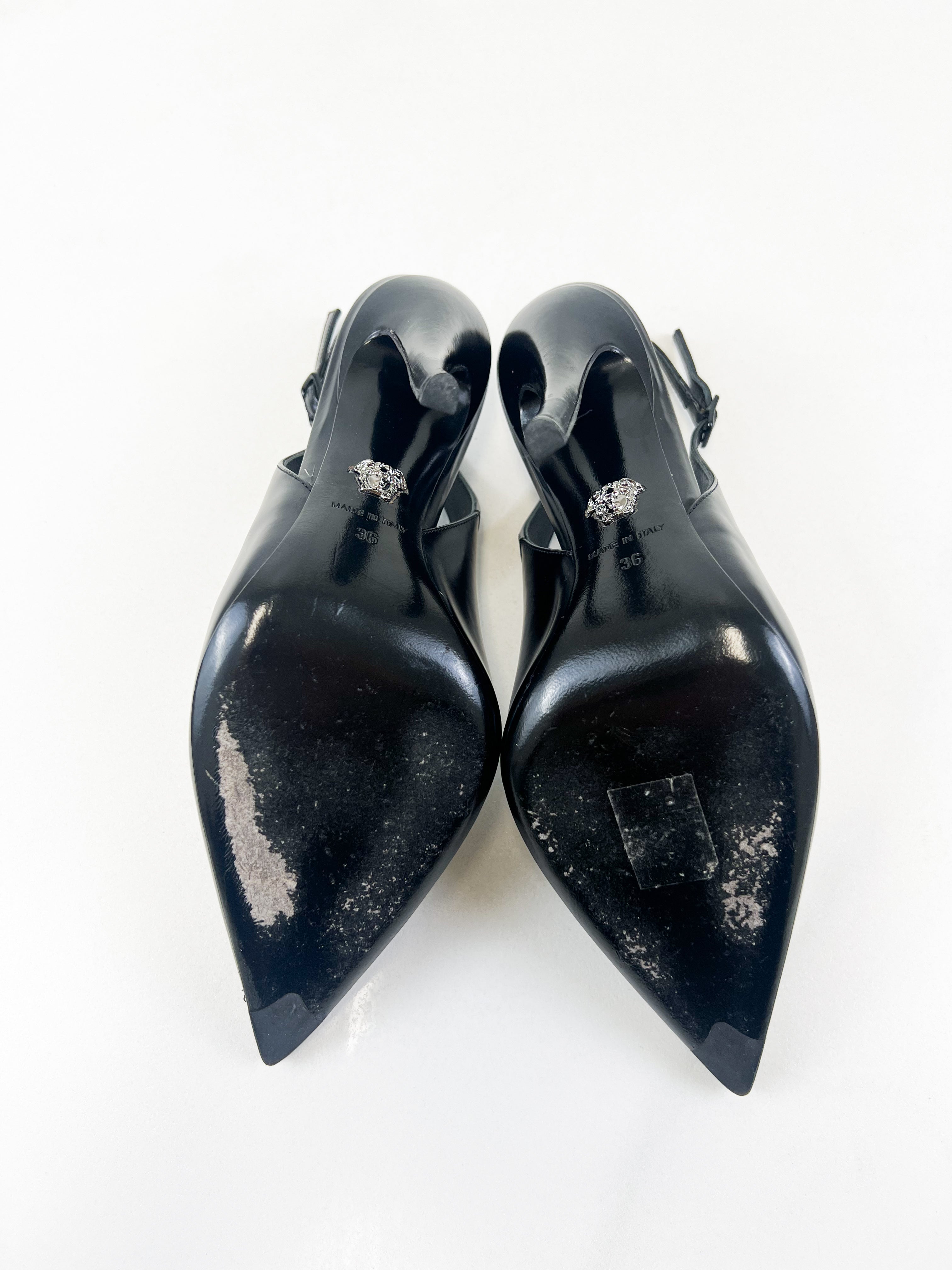 Versace Sling Back Medusa Heels Size 36