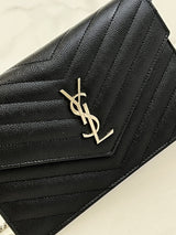 Saint Laurent Black Cassandre Envelope WOC SHW