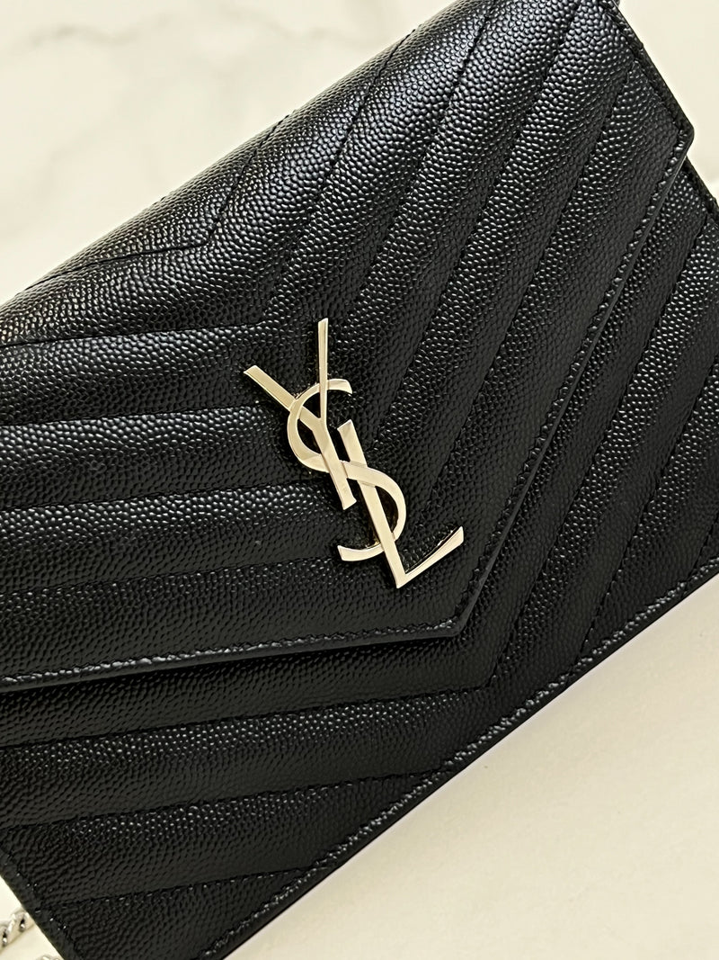 Saint Laurent Black Cassandre Envelope WOC SHW