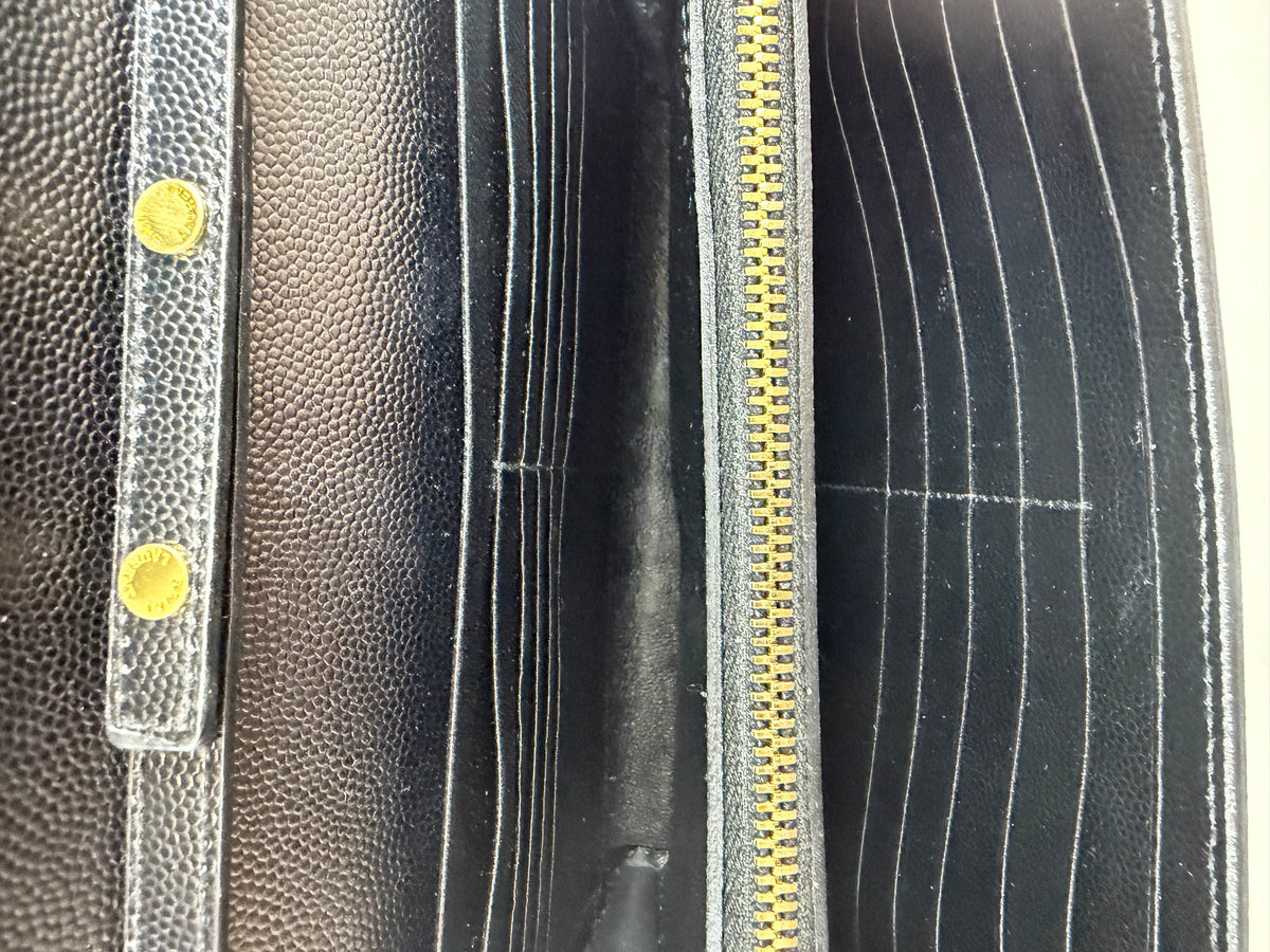 Saint Laurent Small Black Kate Chain Bag in Grain De Poudre Embossed Leather with GHW