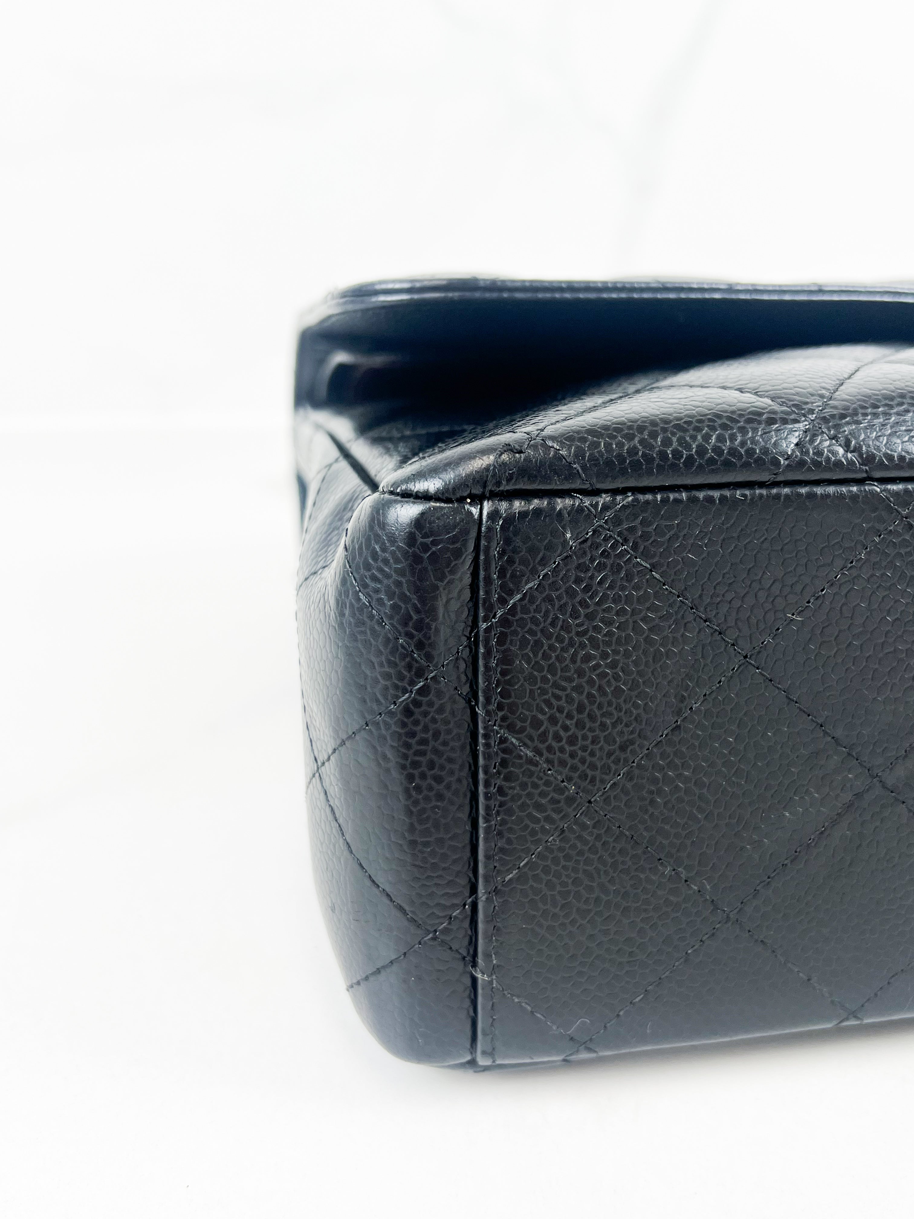Chanel Jumbo Black Classic Double Flap Caviar Shoulder Bag