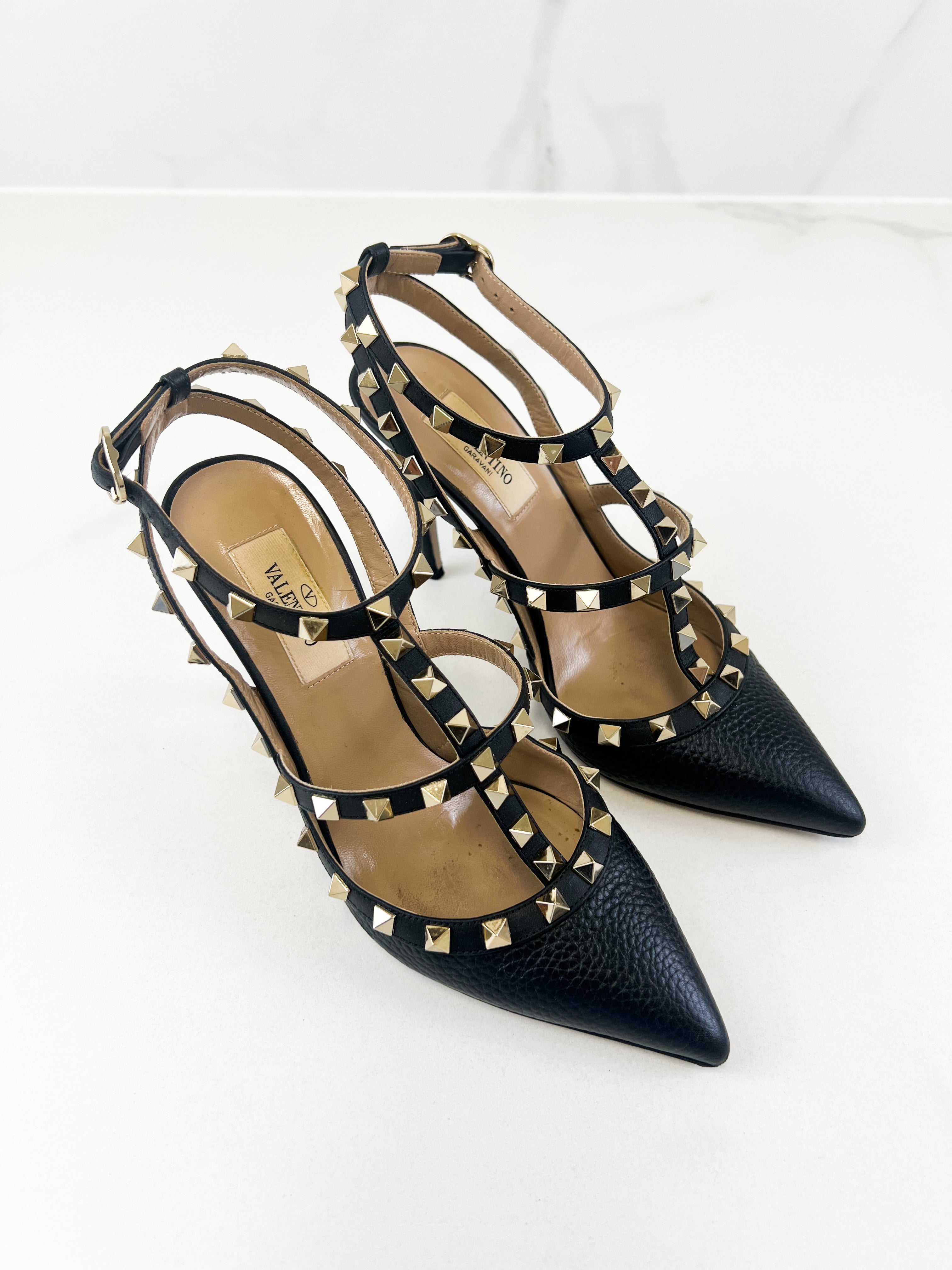 Valentino Black Caged Rockstud Pumps Size 37