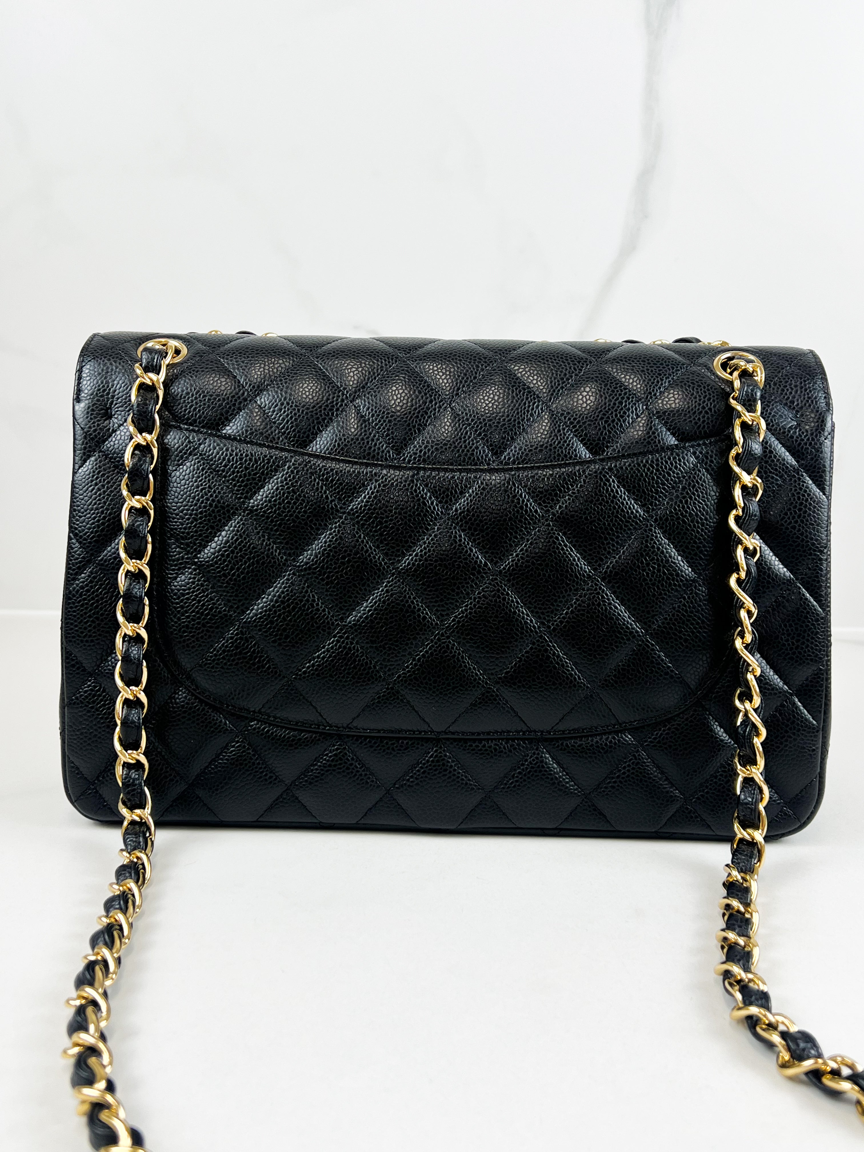 Chanel Jumbo Black Classic Double Flap Caviar Shoulder Bag