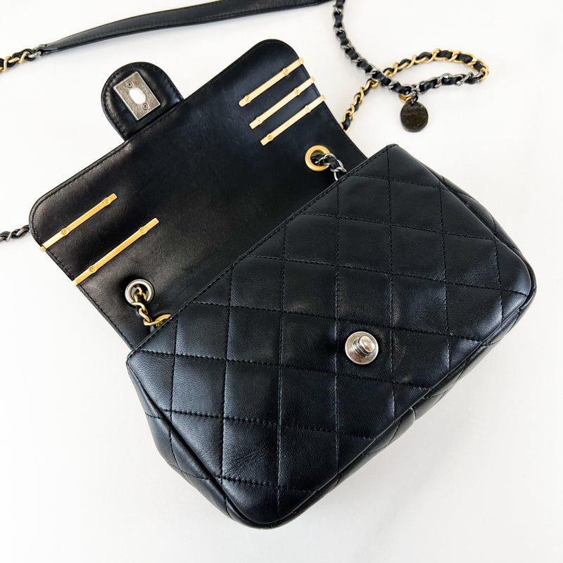 Chanel Black Coco Clips Rectangle Flap Lambskin
