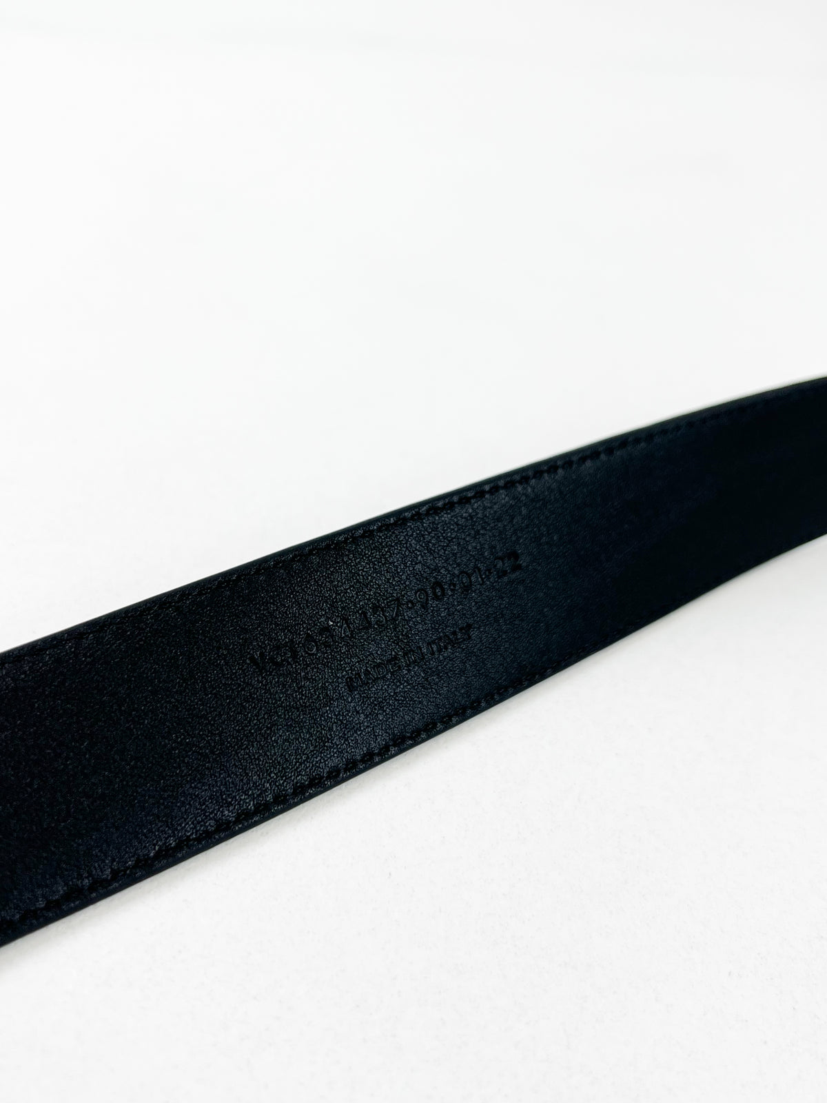 Saint Laurent Cassandre Black Leather Belt with GHW Size 90