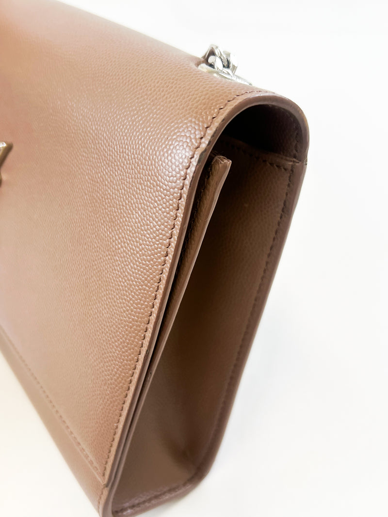 Saint Laurent Taupe Kate Medium Chain Bag with SHW