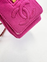 Chanel Matelasse Pink Fabric Chain Shoulder Bag Light GHW