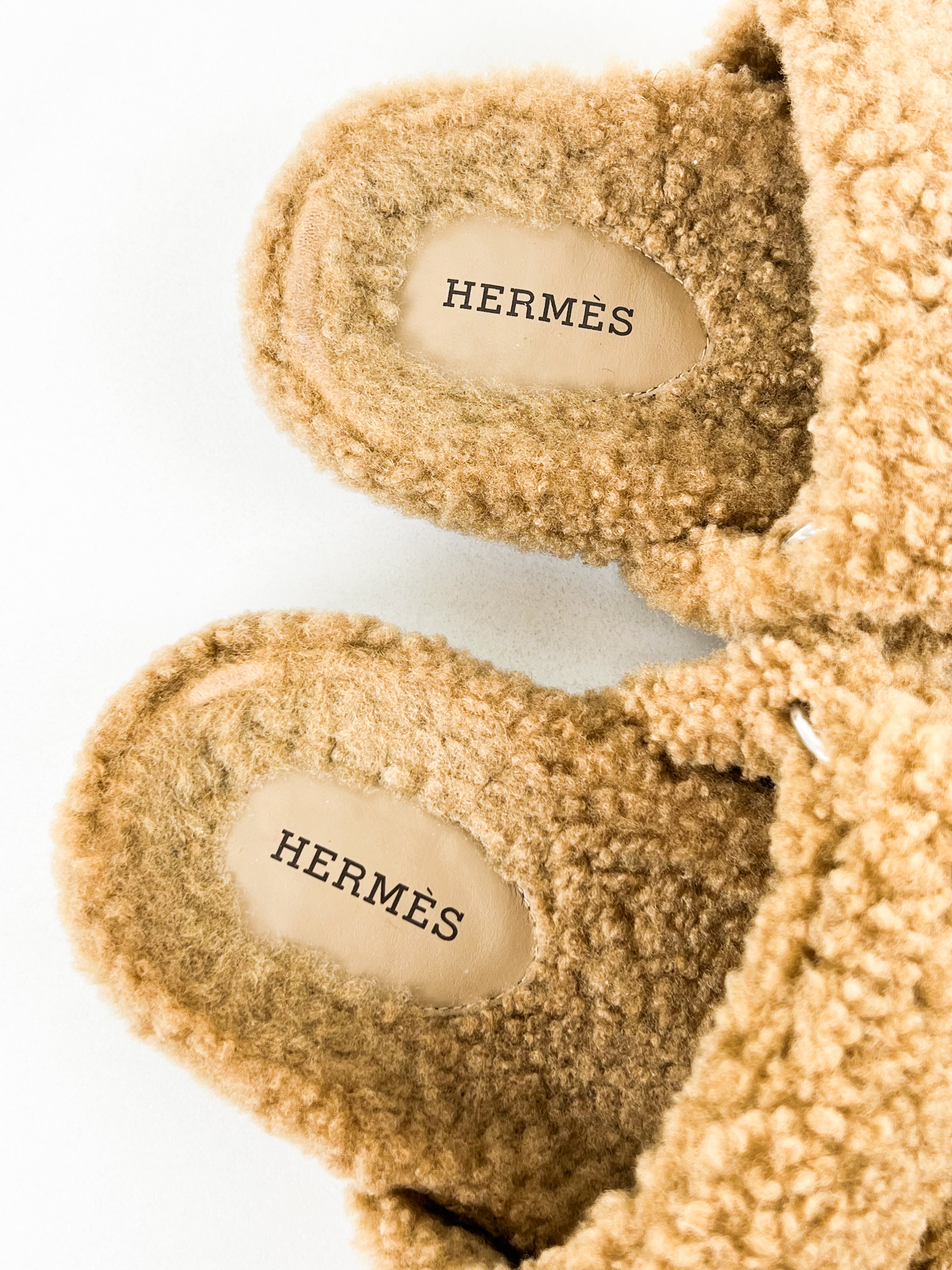 Hermes Chypre Shearling Sandals Size 37