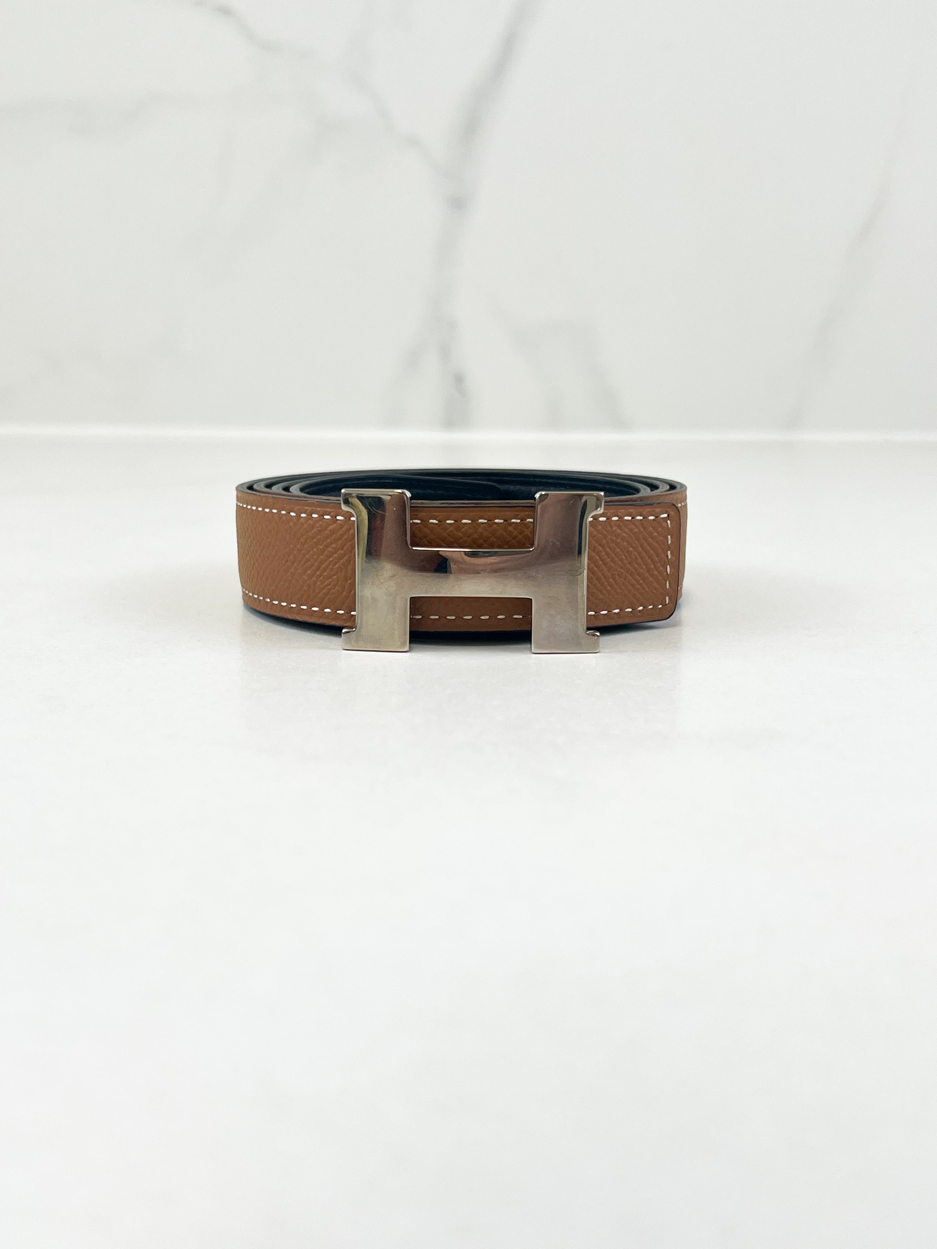 Hermes H Belt Buckle & Reversible Leather Strap Size 85