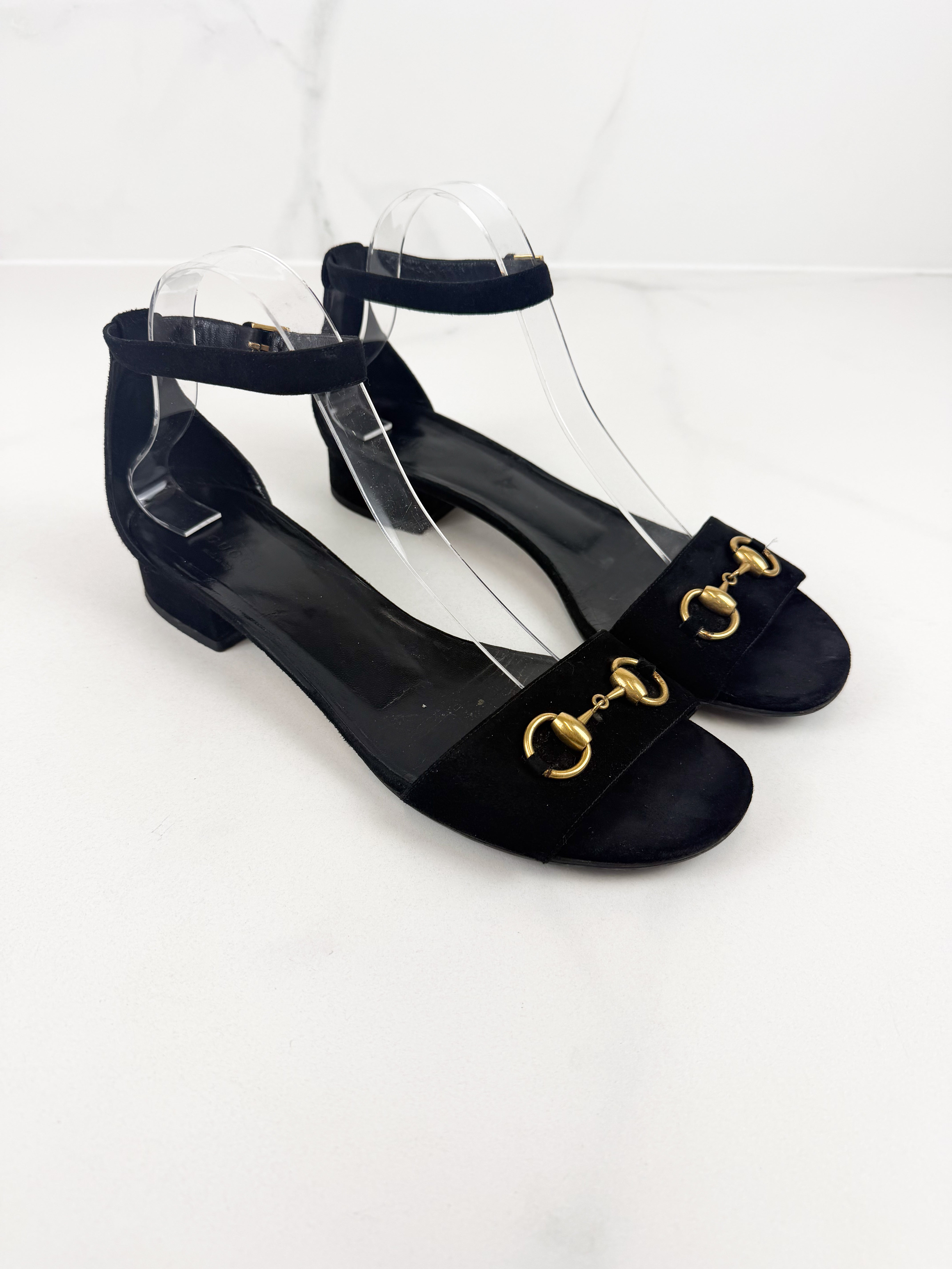 Gucci Horsebit Leather Heel Sandal Size 40.5