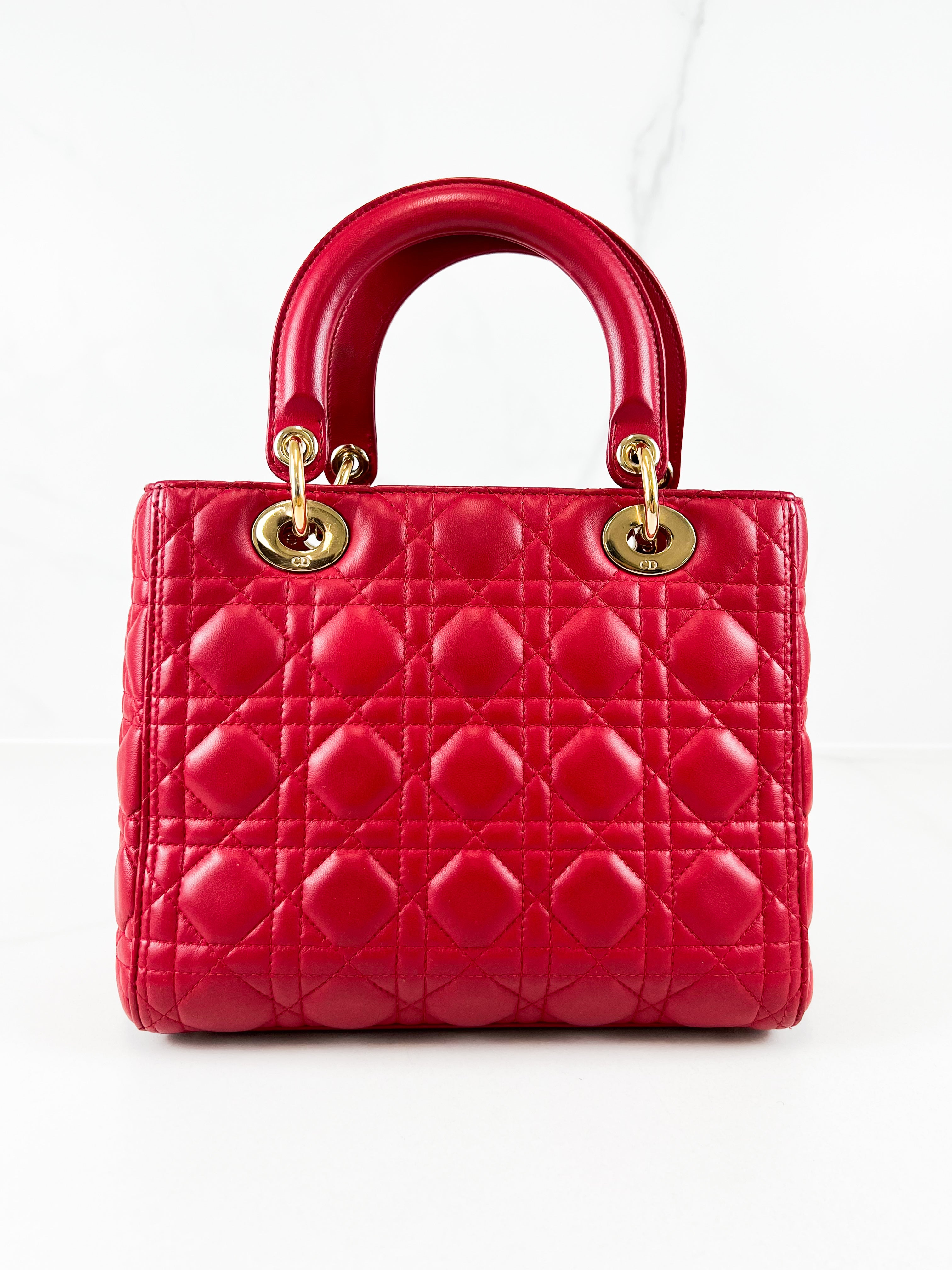 Christian Dior Red Medium Lady Dior
