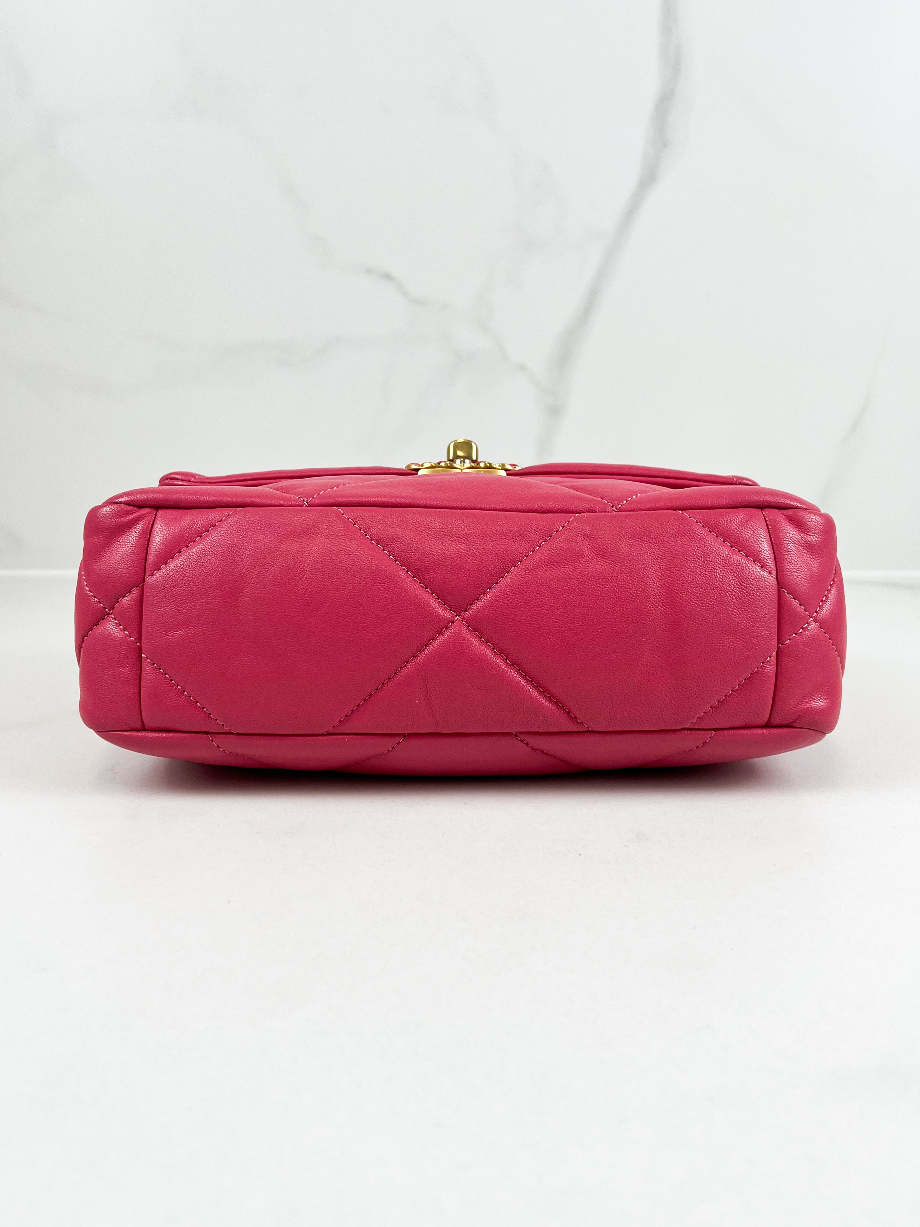 Chanel Pink Small Lambskin 19 with Gold & Silver Tone Hardware