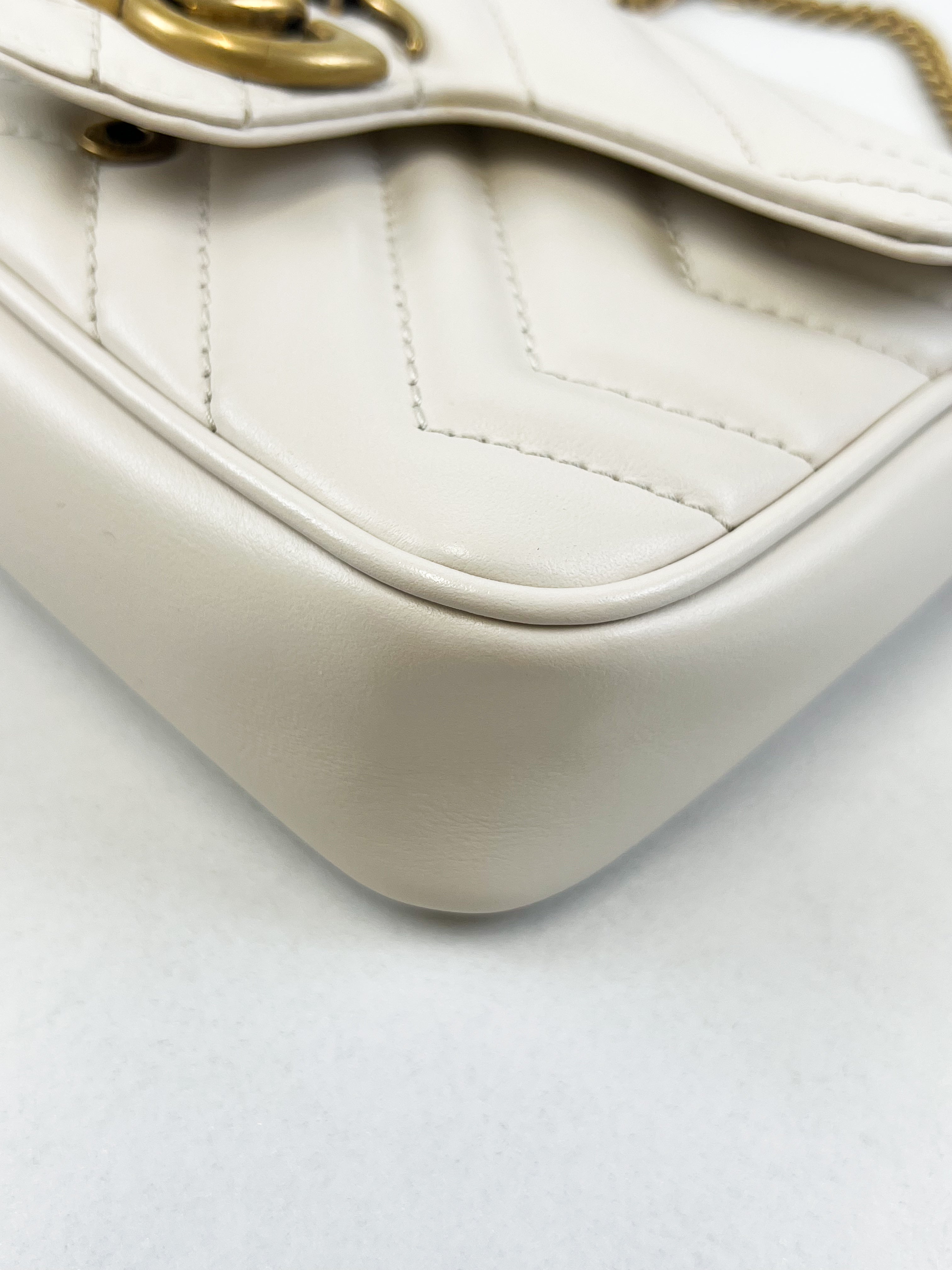 Gucci White GG Marmont Matelasse Super Mini Bag