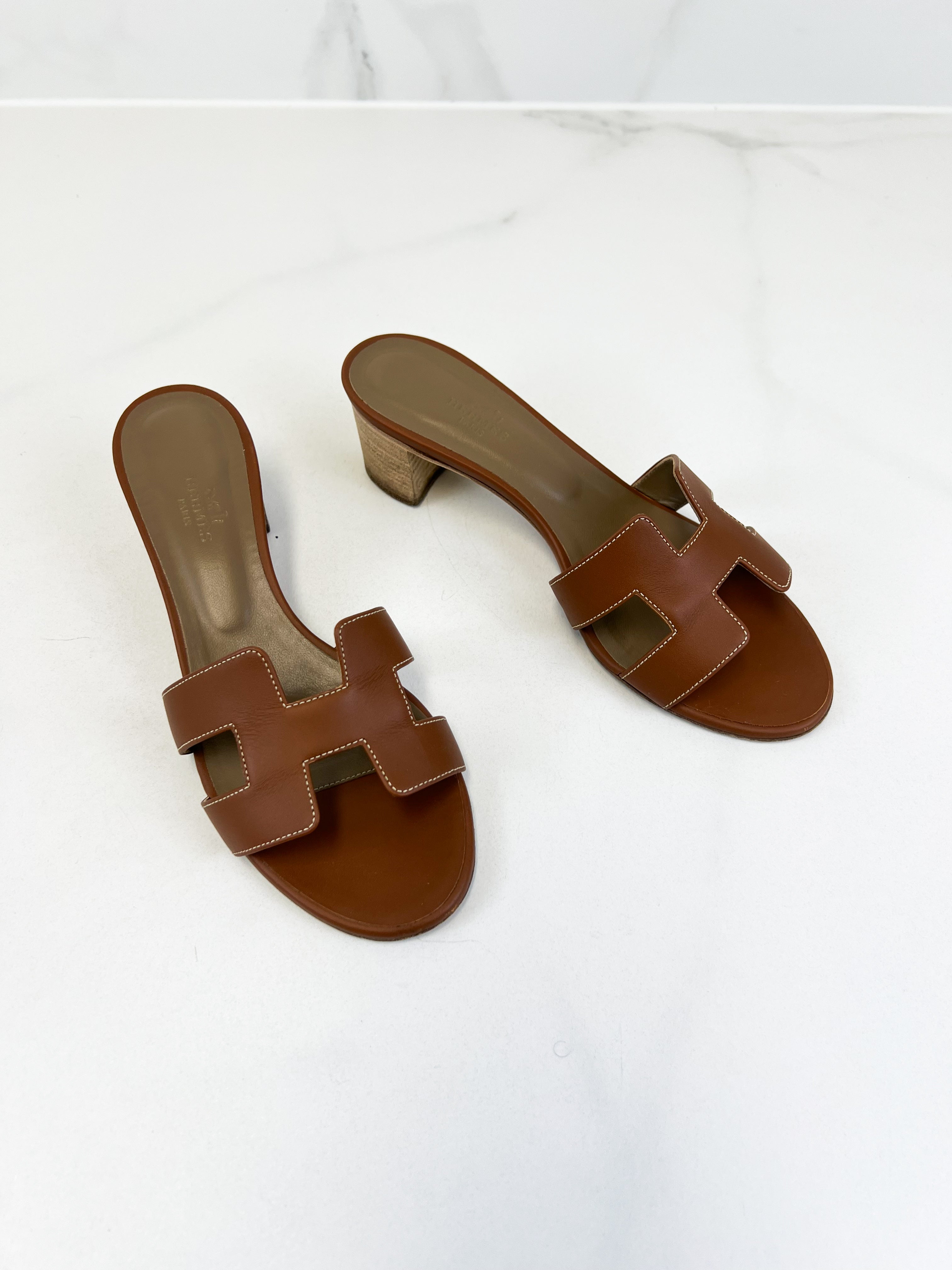 Hermes Oasis Gold Sandals Size 38